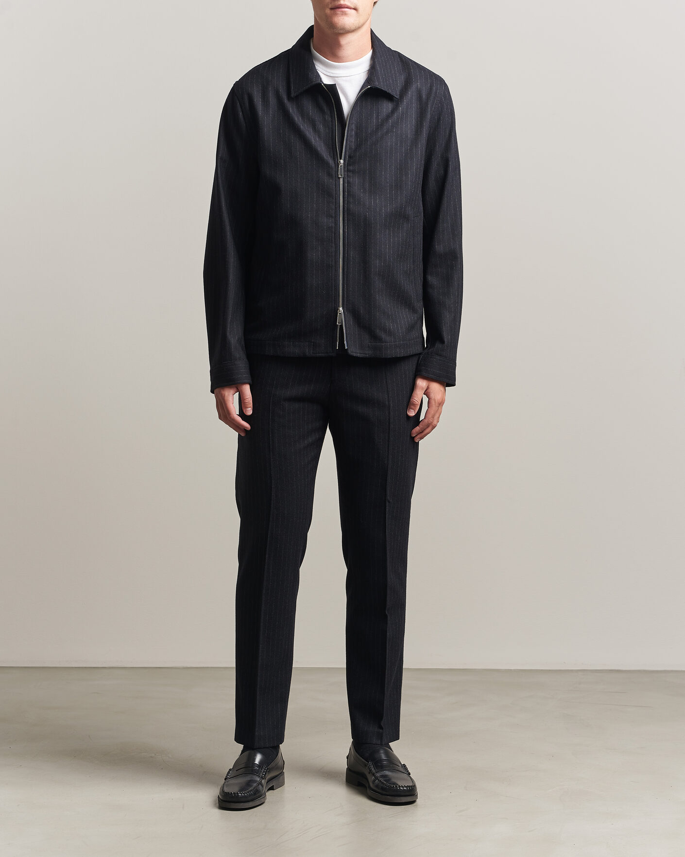 Herre | Jakker | Tiger of Sweden | Barnaby Wool Pinstriped Shirt Jacket Blue Function