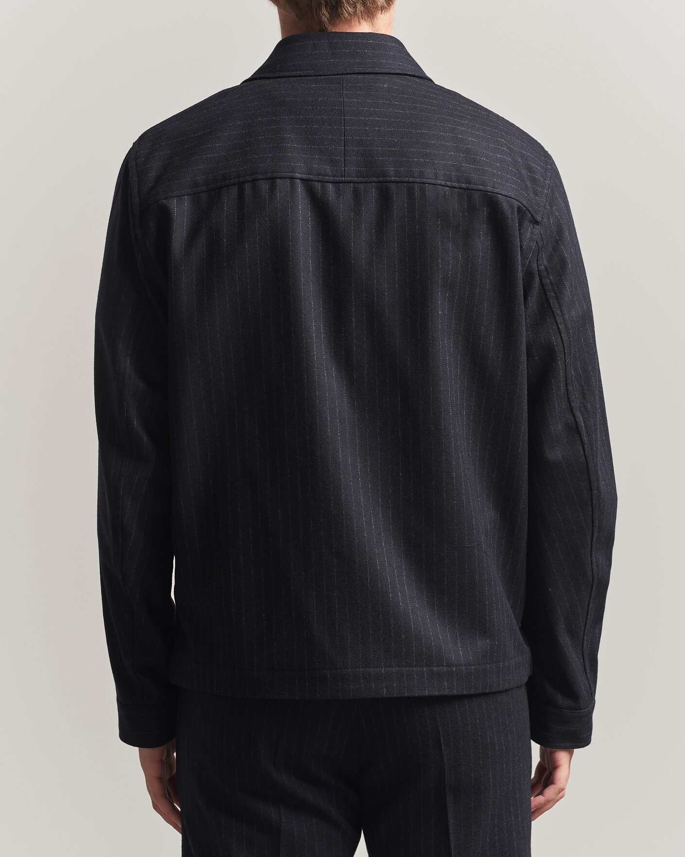 Herre | Jakker | Tiger of Sweden | Barnaby Wool Pinstriped Shirt Jacket Blue Function