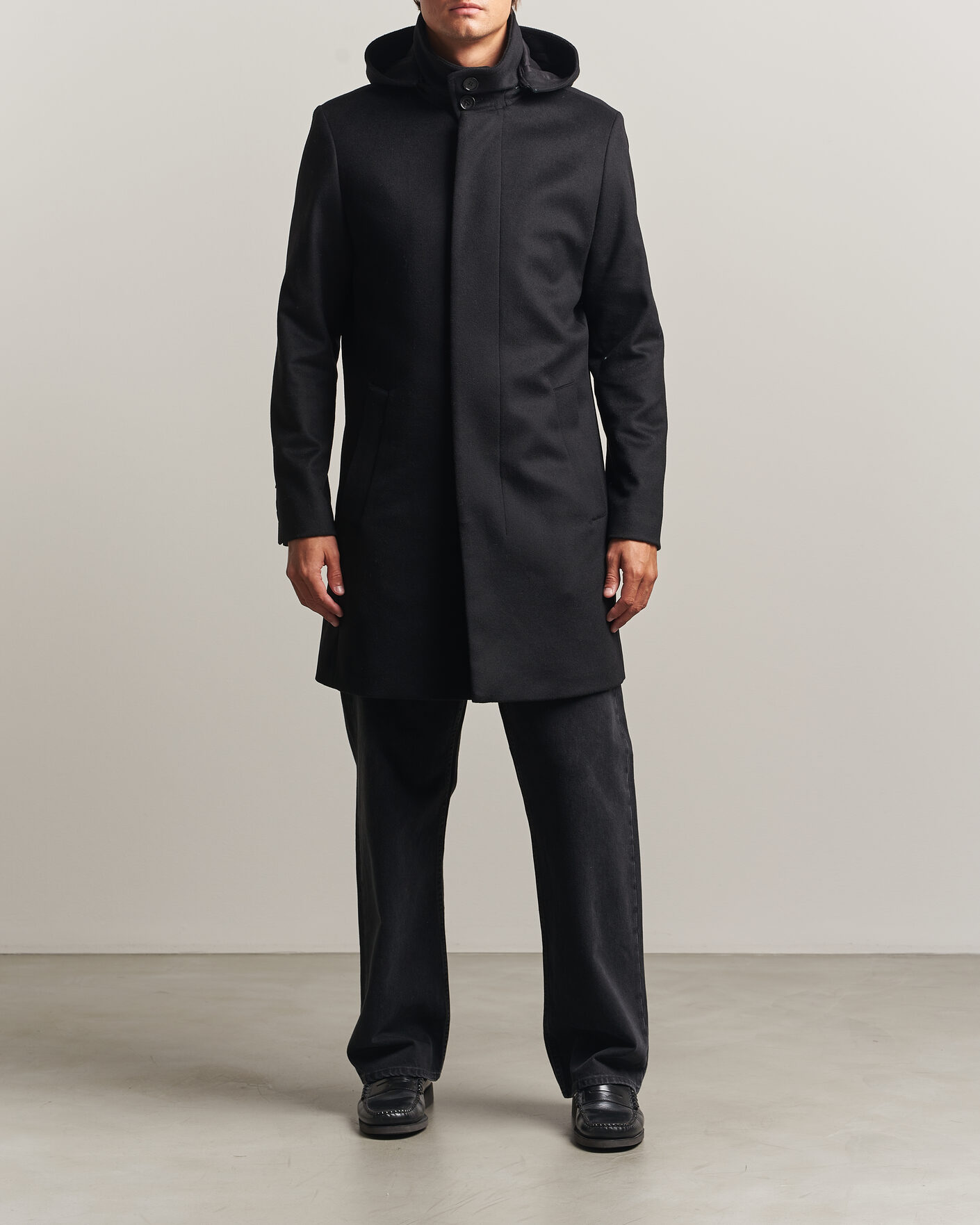 Herre | Jakker | Tiger of Sweden | Aleric Wool/Cashmere Hooded Coat Black