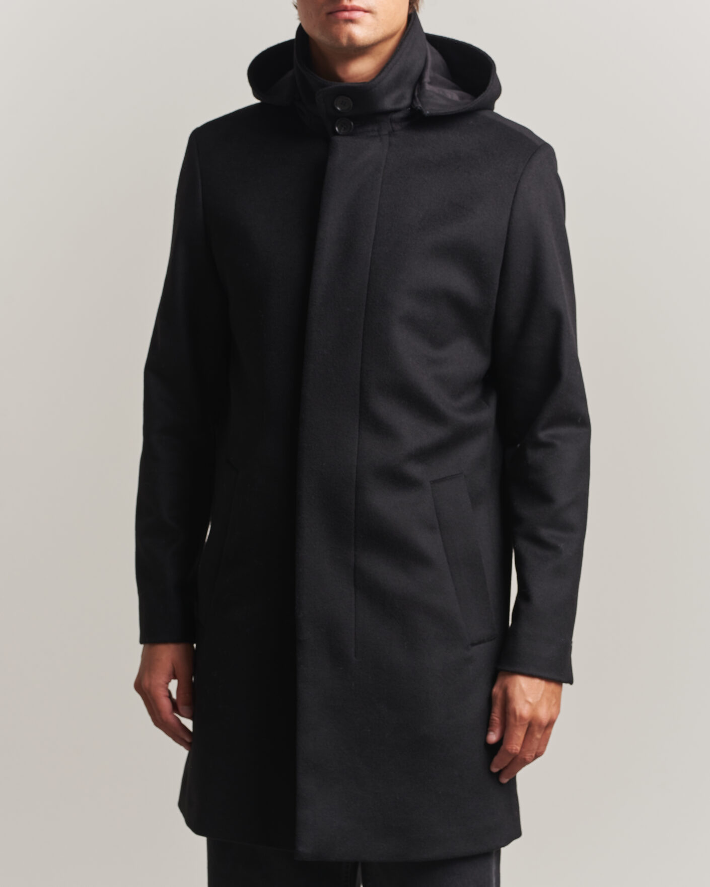 Herre | Jakker | Tiger of Sweden | Aleric Wool/Cashmere Hooded Coat Black