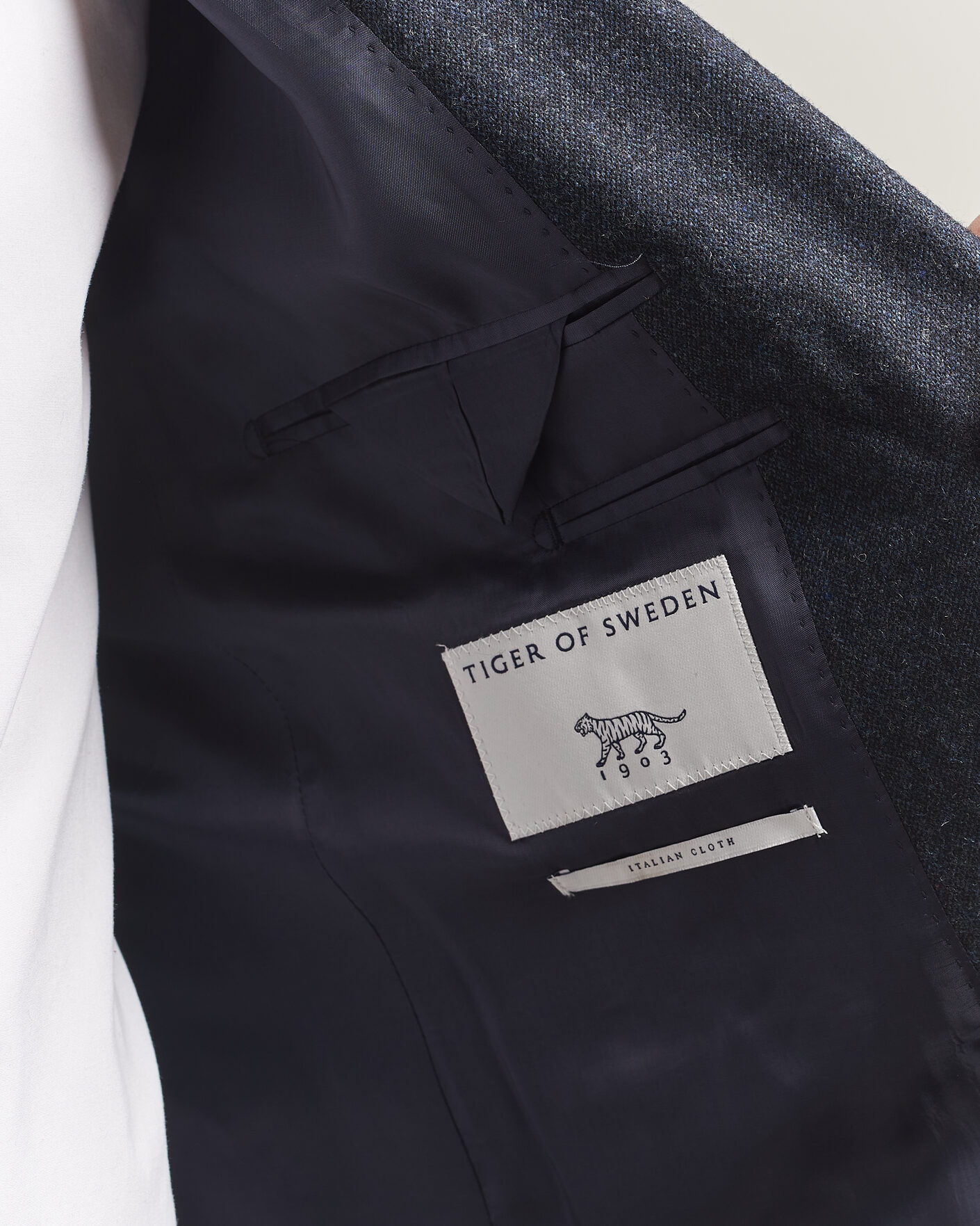 Herre | Dressjakker | Tiger of Sweden | Justin Wool Flannel Suit Blazer Midnight Blue