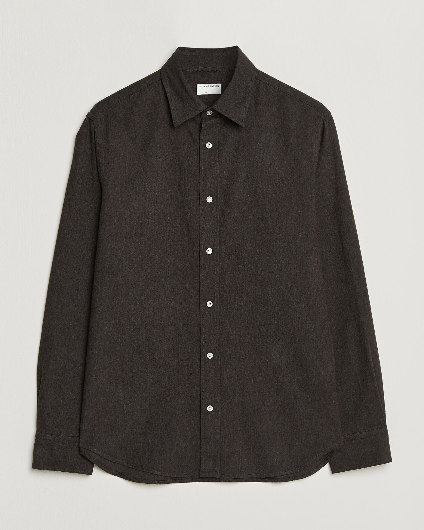 Herre | Skjorter | Tiger of Sweden | Bjorn Brushed Cotton Shirt Espresso