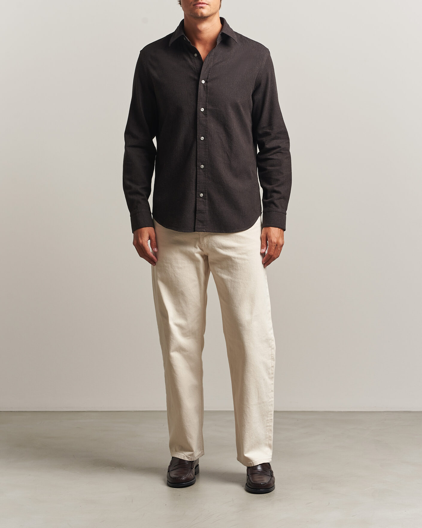 Herre | Skjorter | Tiger of Sweden | Bjorn Brushed Cotton Shirt Espresso