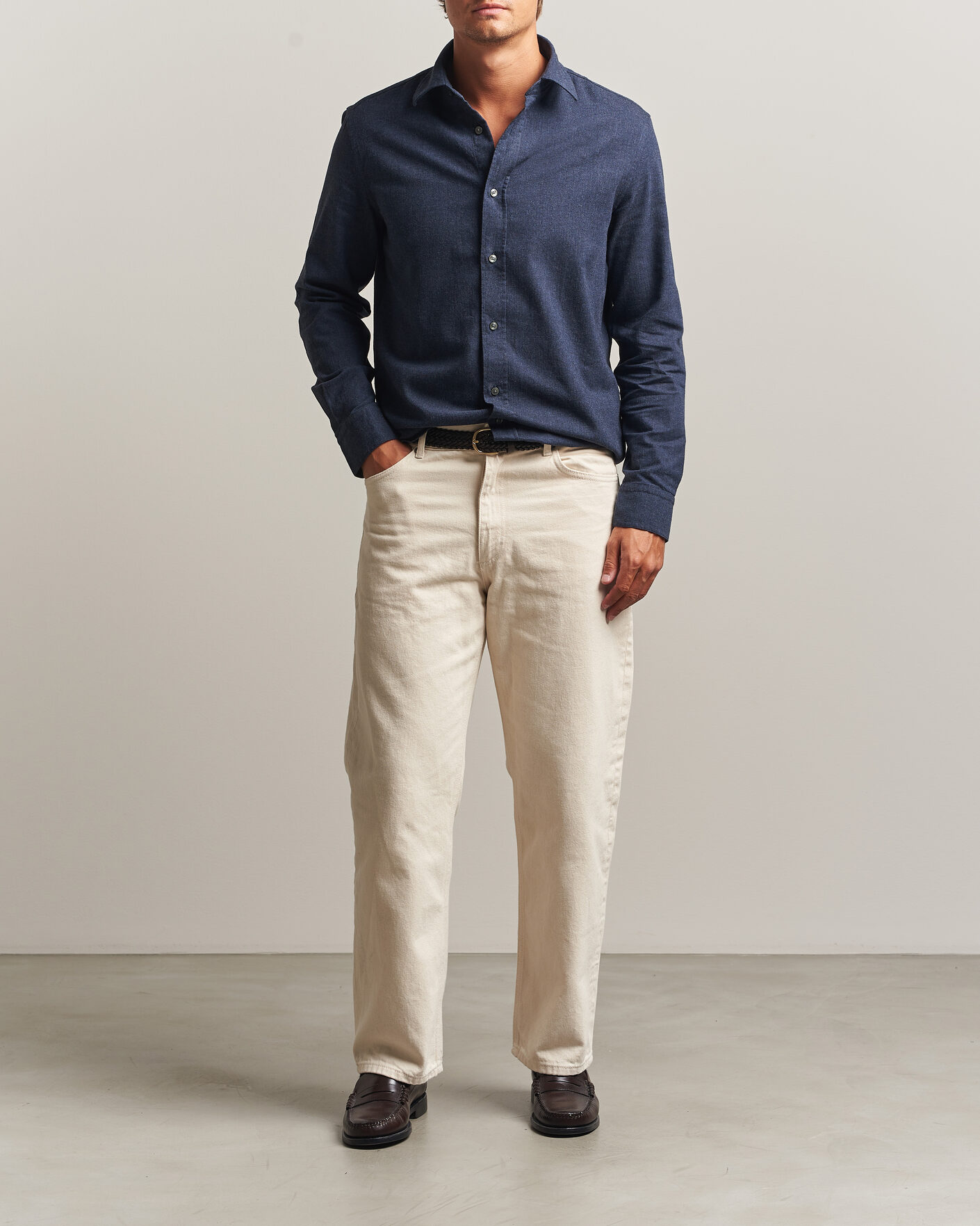 Herre | Skjorter | Tiger of Sweden | Bjorn Brushed Cotton Shirt Steel Blue