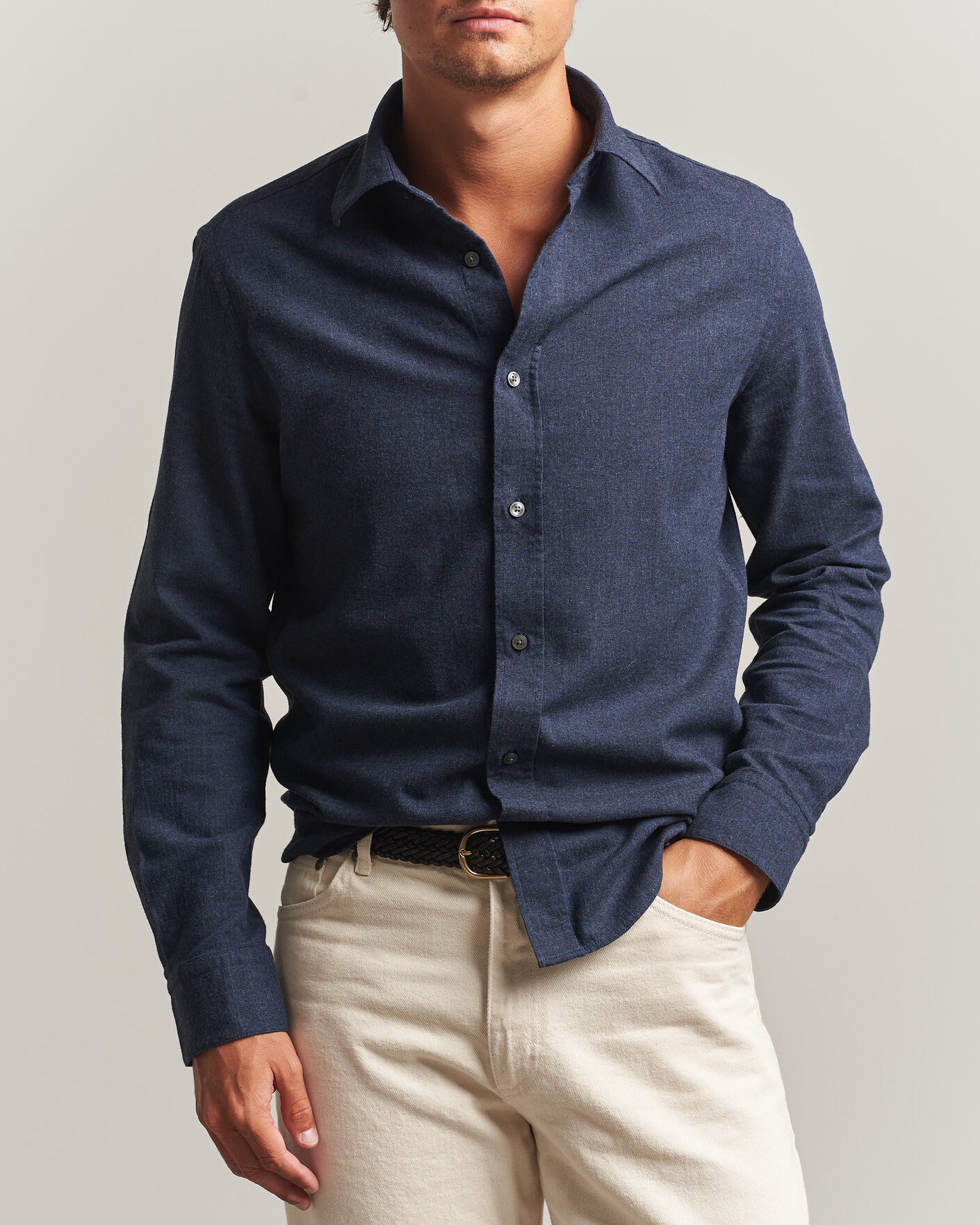 Herre | Skjorter | Tiger of Sweden | Bjorn Brushed Cotton Shirt Steel Blue