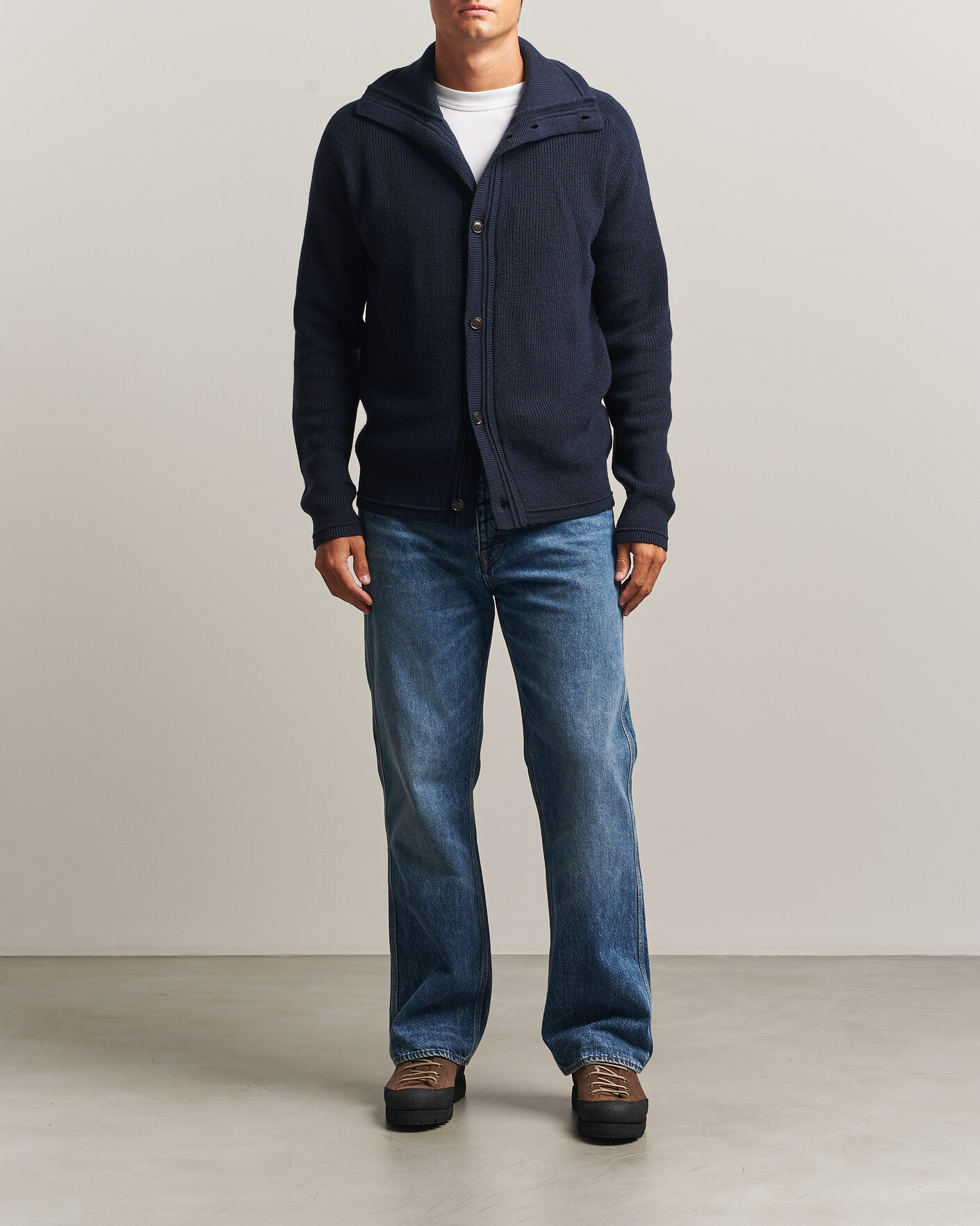 Herre | Gensere | Tiger of Sweden | Leander Wool Knitted Cardigan Night Grape