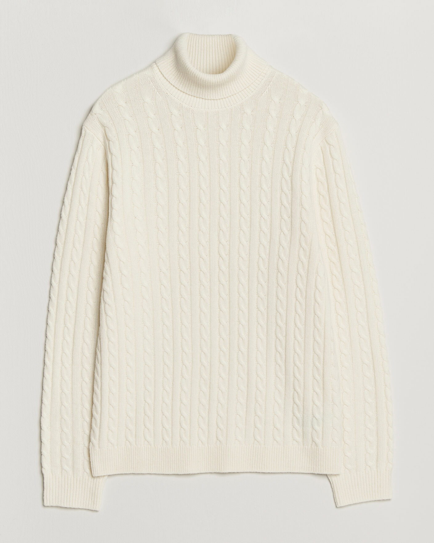 Herre | Gensere | Tiger of Sweden | Wilde Wool/Cashmere Cable Turtleneck Porcelain Cream