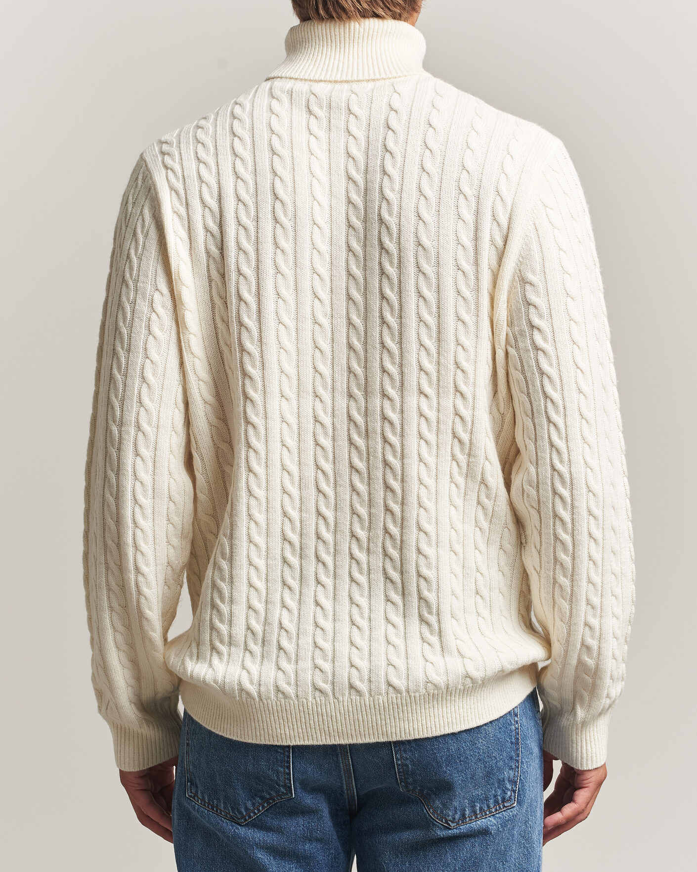 Herre | Gensere | Tiger of Sweden | Wilde Wool/Cashmere Cable Turtleneck Porcelain Cream
