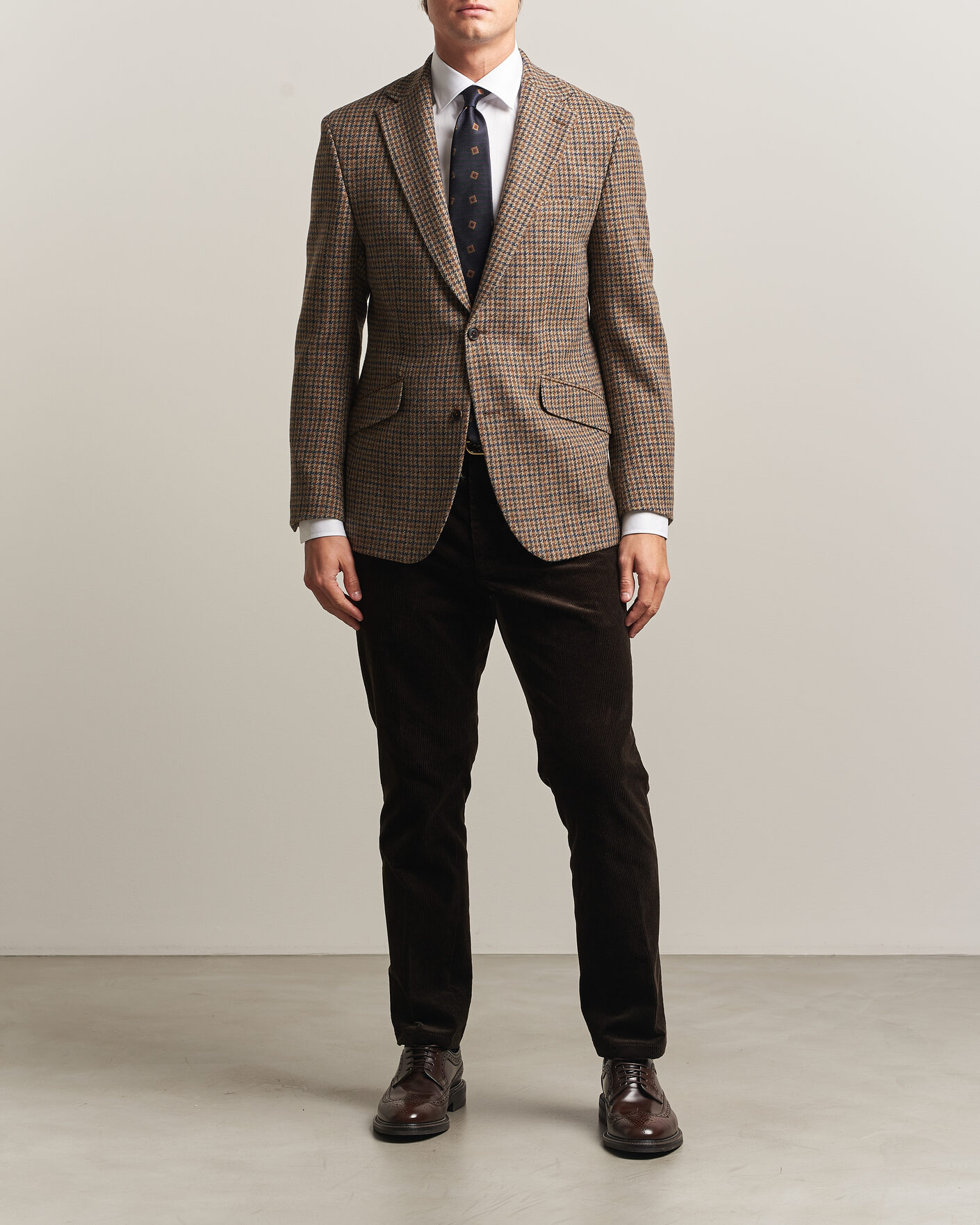 Herre | Dressjakker | Walker Slater | Edward Lambswool Puppytooth Blazer Sandstone