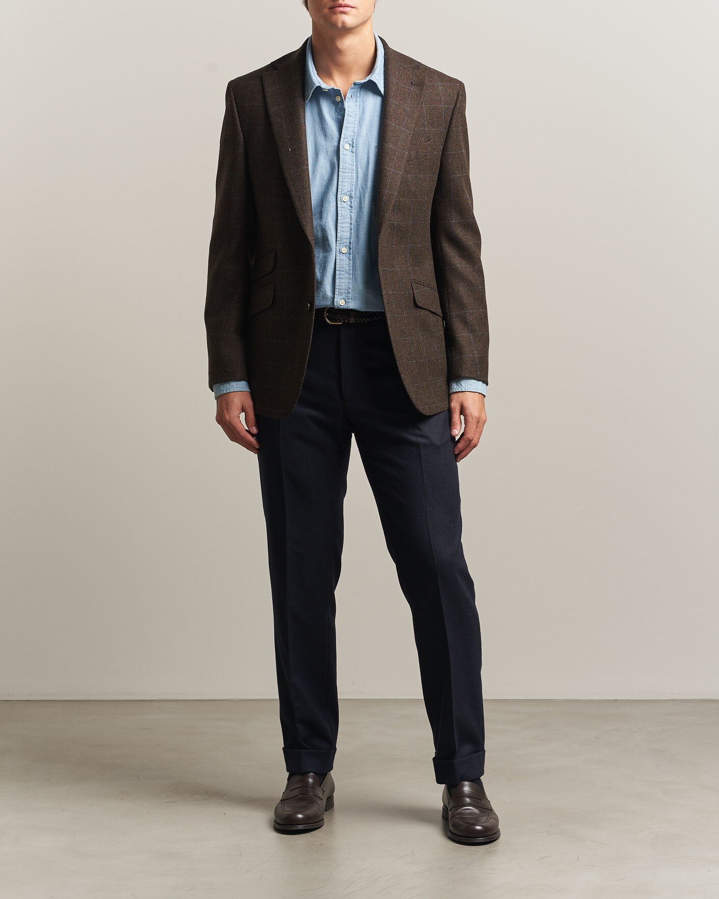 Herre | Dressjakker | Walker Slater | Edward Lambswool Windowpane Blazer Brown