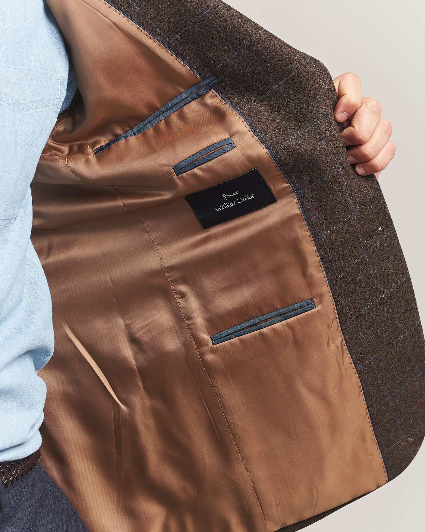 Herre | Dressjakker | Walker Slater | Edward Lambswool Windowpane Blazer Brown