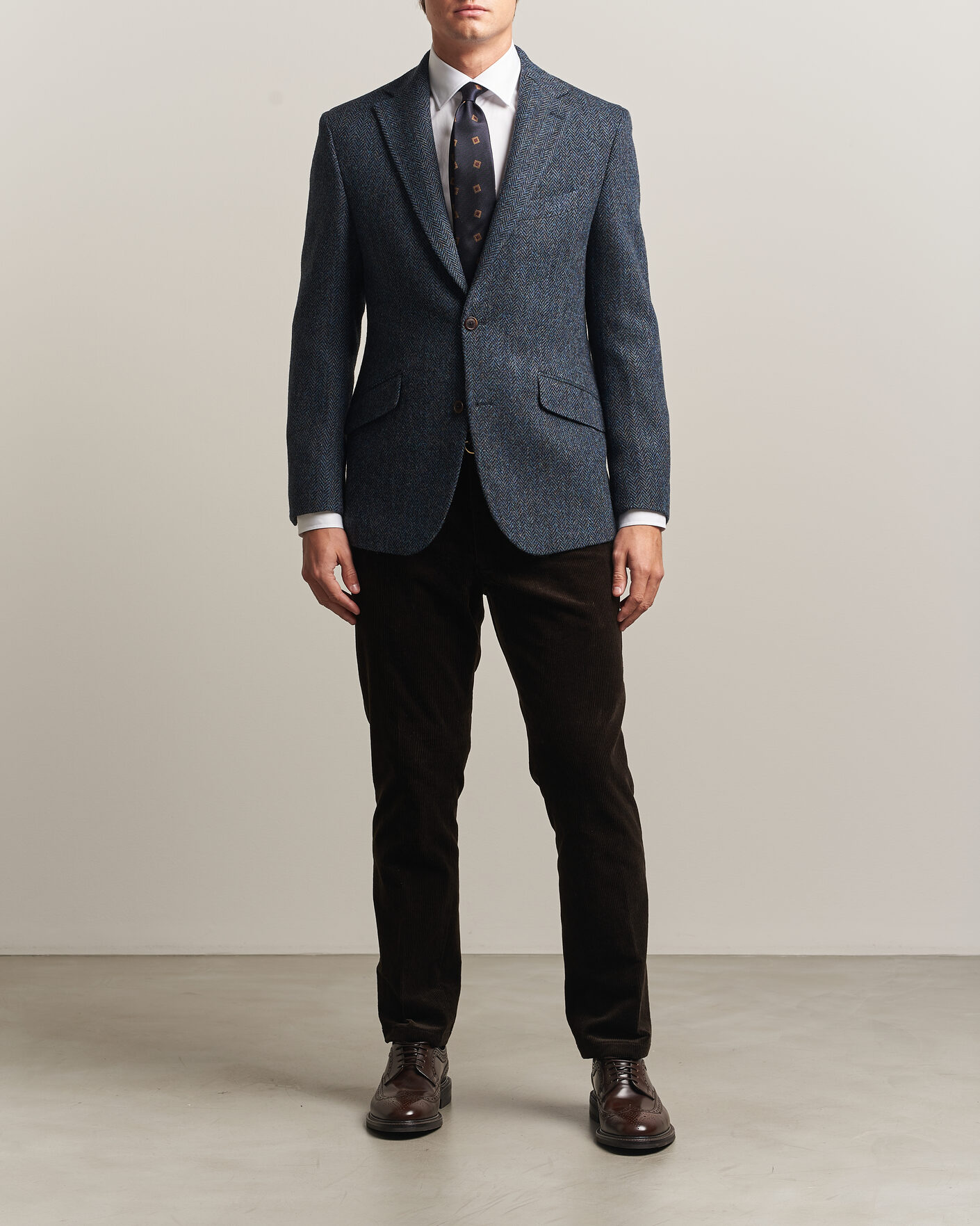 Herre | Dressjakker | Walker Slater | Edward Harris Tweed Herringbone Blazer Navy