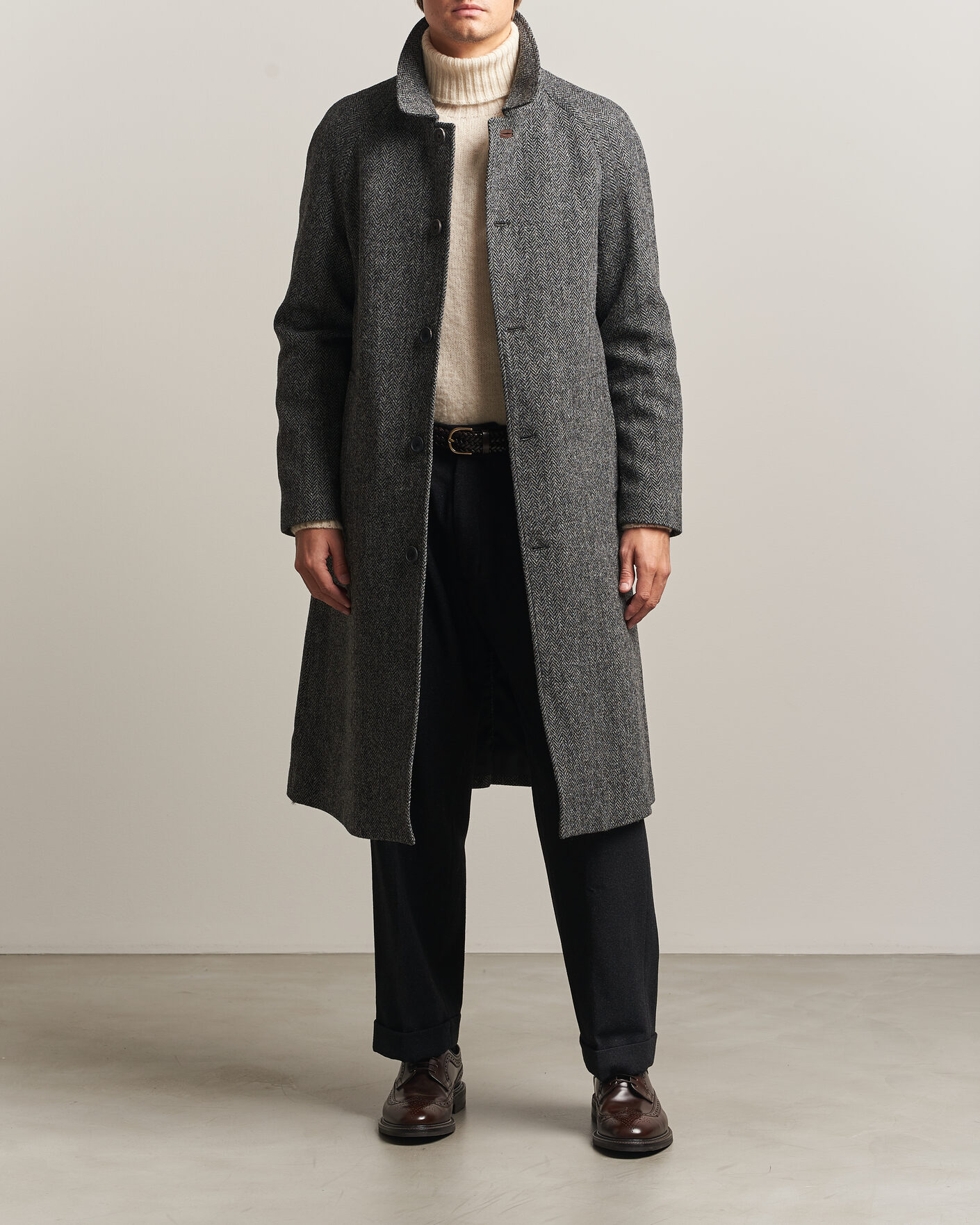 Herre | Jakker | Walker Slater | Sherlock Harris Tweed Herringbone Coat Charcoal