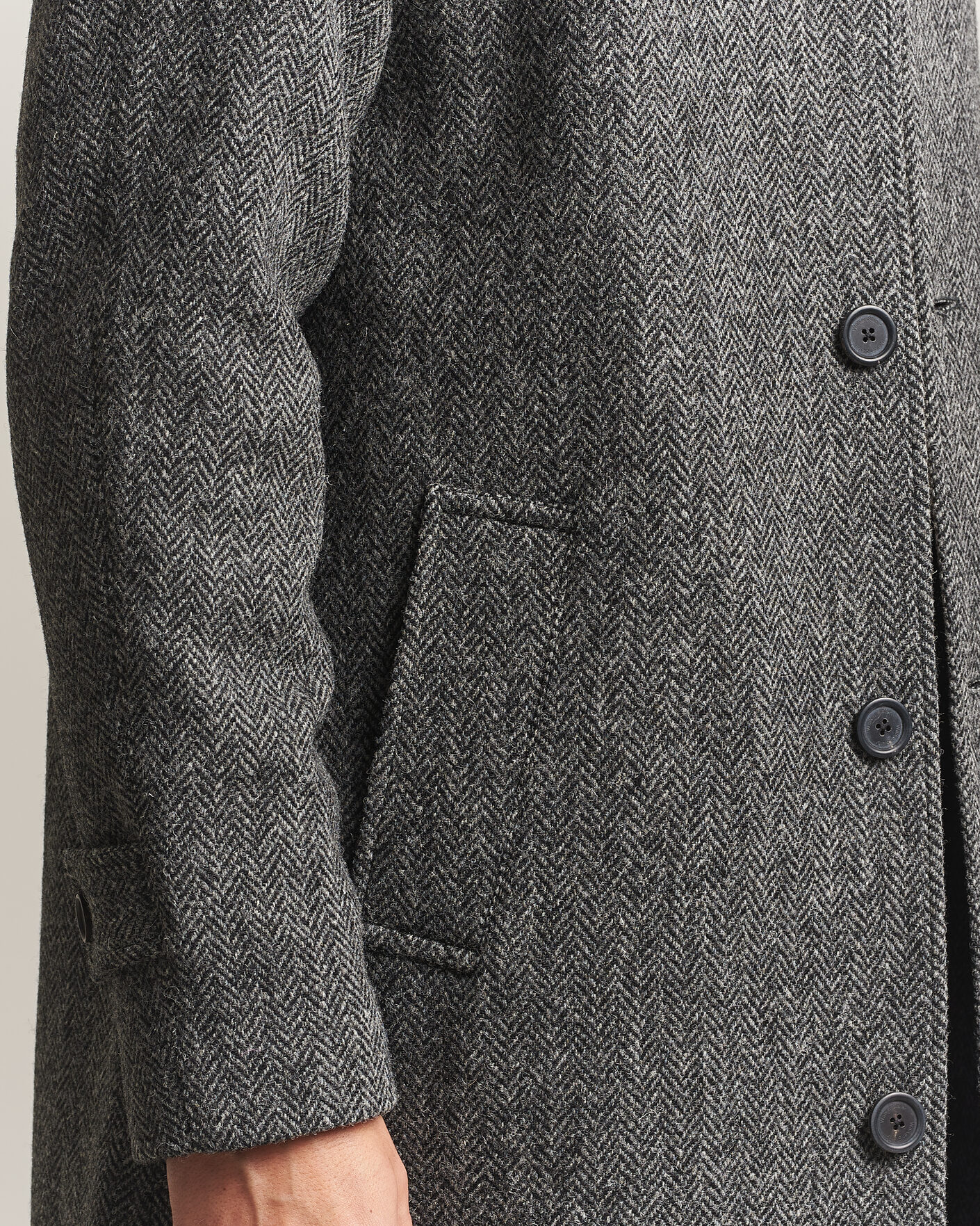Herre | Jakker | Walker Slater | Sherlock Harris Tweed Herringbone Coat Charcoal