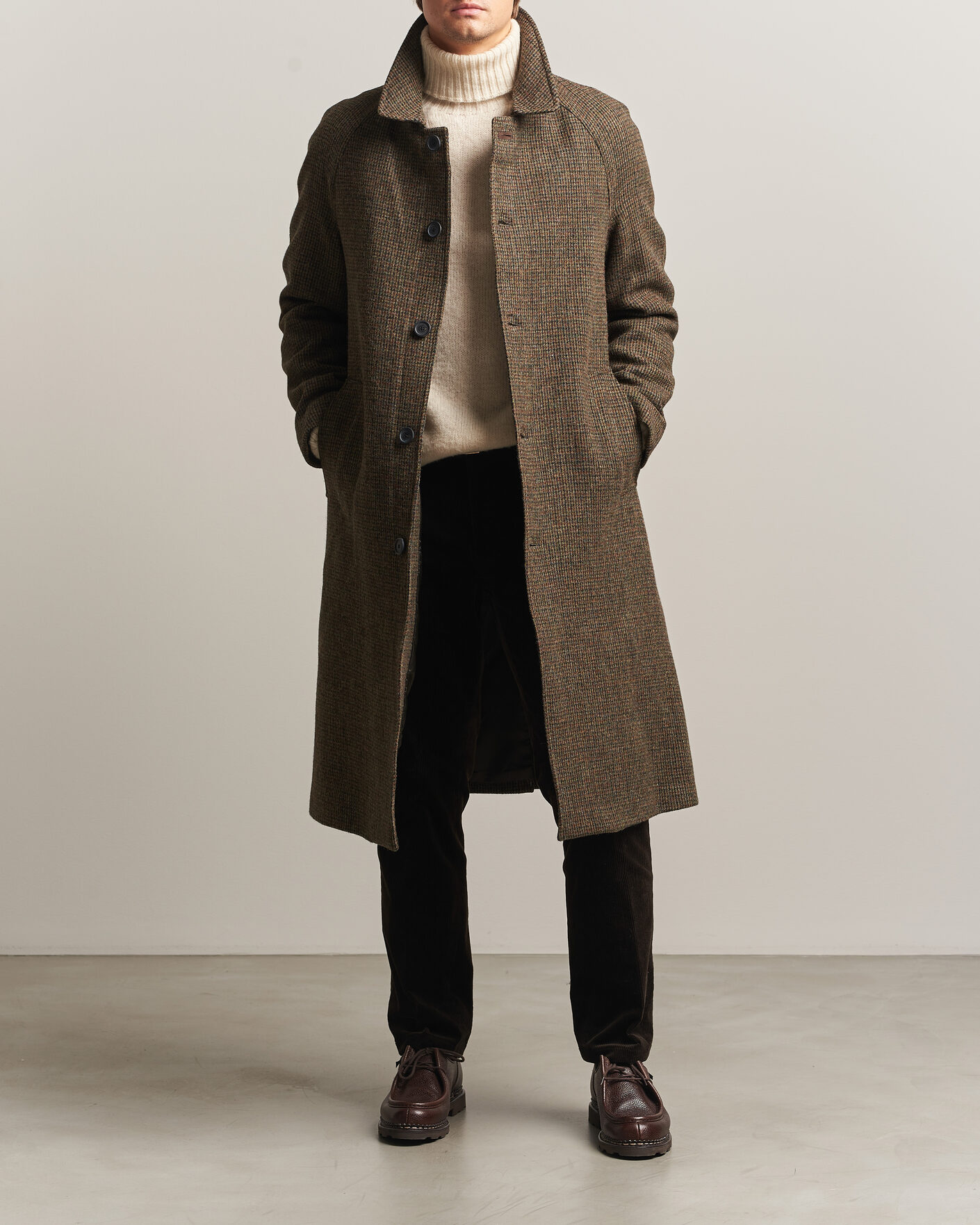 Herre | Jakker | Walker Slater | Sherlock Harris Tweed Microcheck Coat Amber Brown