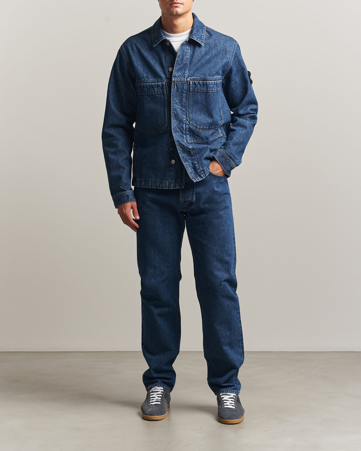 Herre | Jakker | Stone Island | Indigo Denim Coach Jacket Blue Medium Wash