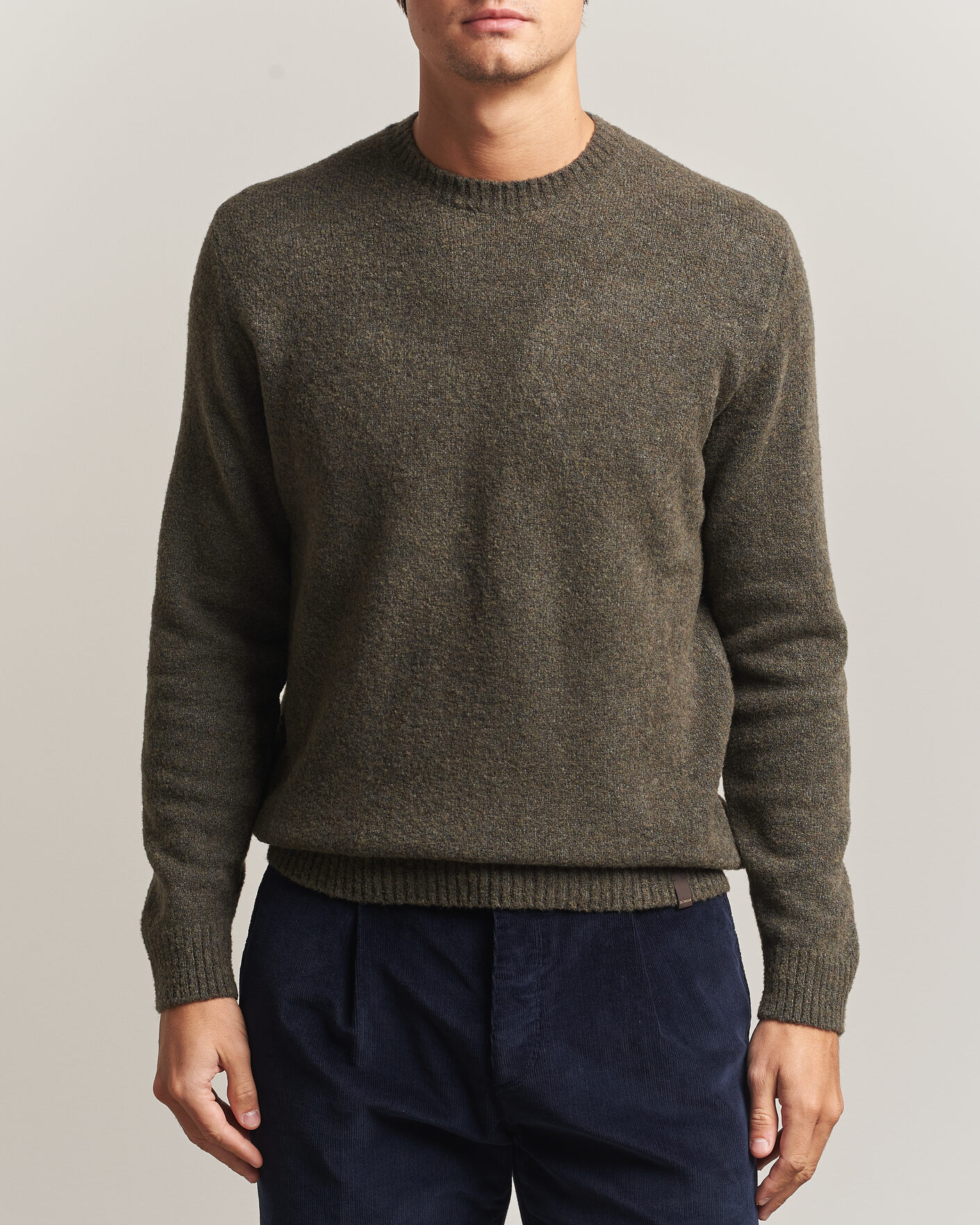 Herre | Gensere | Zanone | Wool Boucle Crew Neck Forest Green