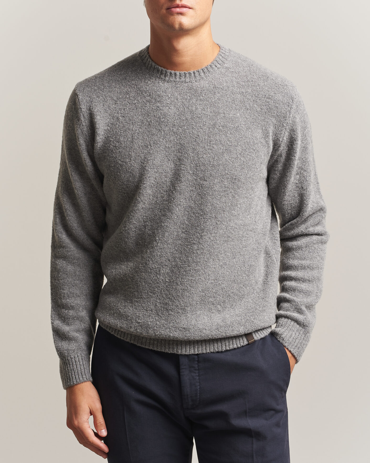 Herre | Gensere | Zanone | Wool Boucle Crew Neck Grey Melange