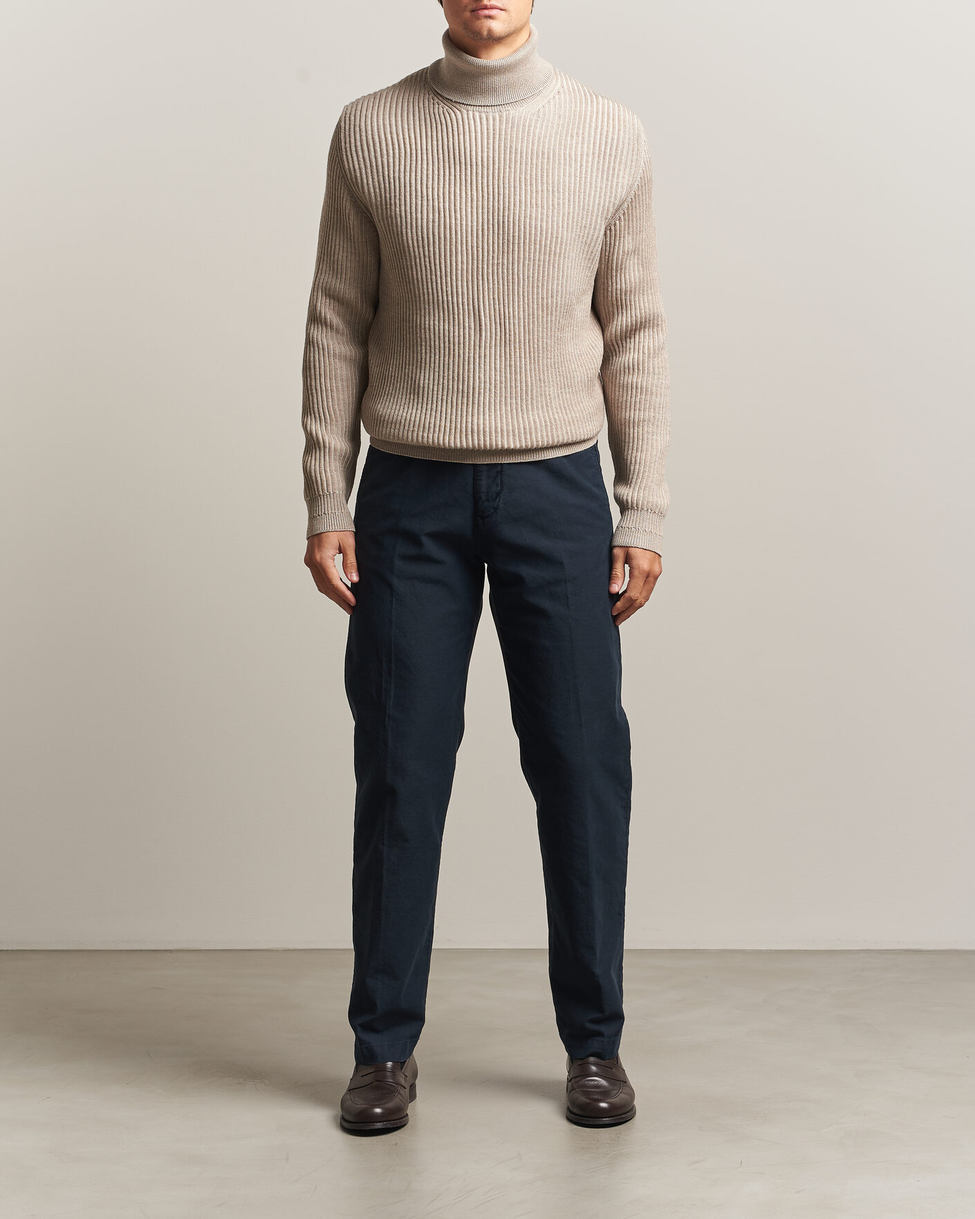 Herre | Gensere | Zanone | Fishermans Rib Rollneck Beige