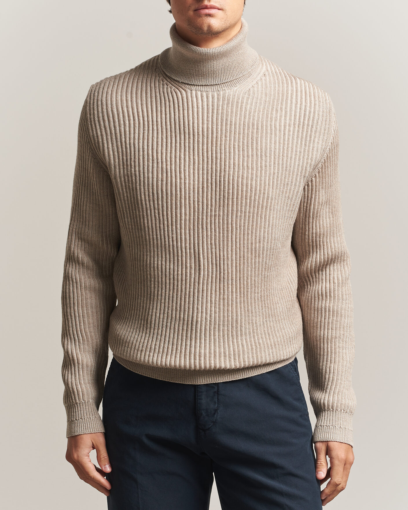 Herre | Gensere | Zanone | Fishermans Rib Rollneck Beige