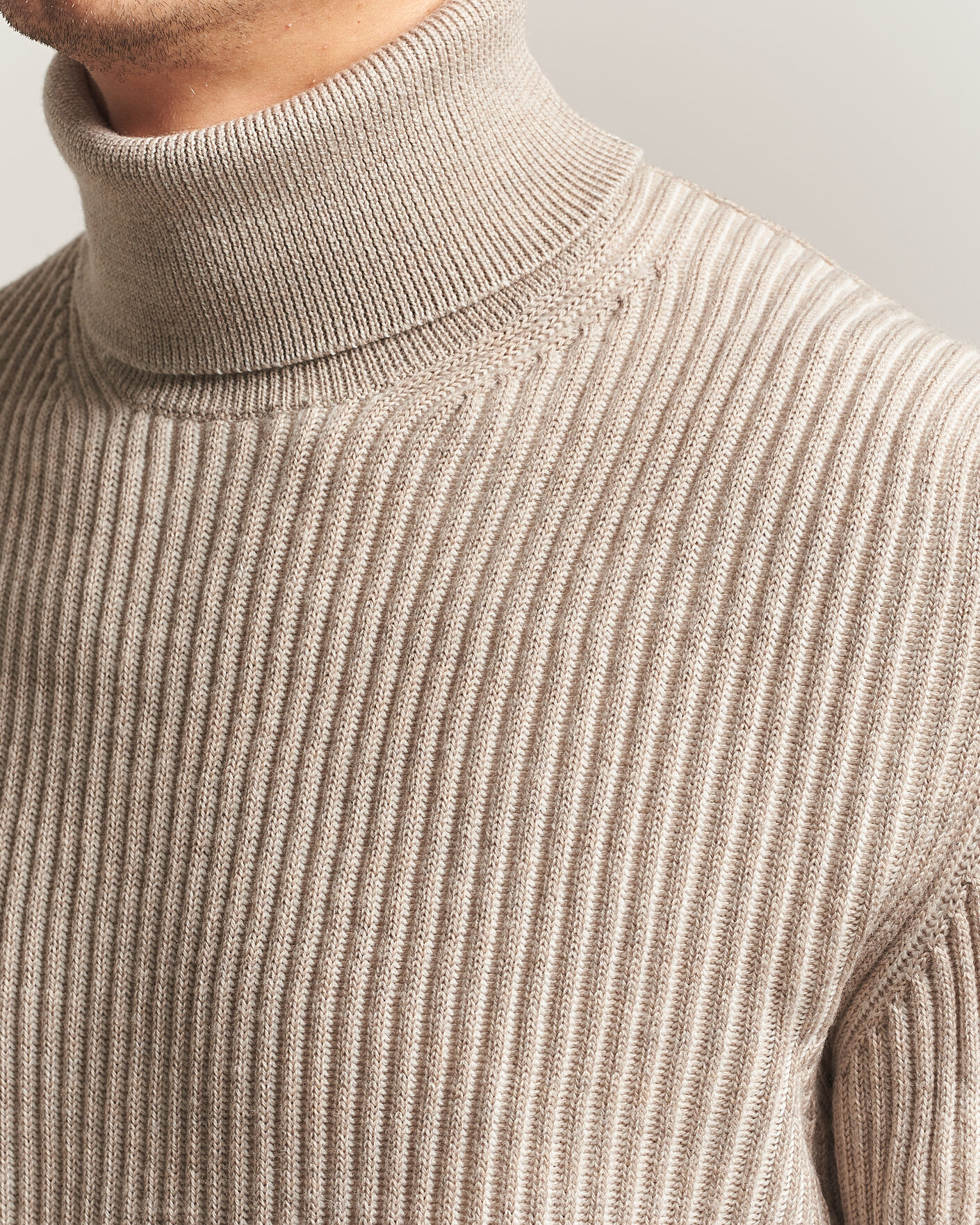 Herre | Gensere | Zanone | Fishermans Rib Rollneck Beige