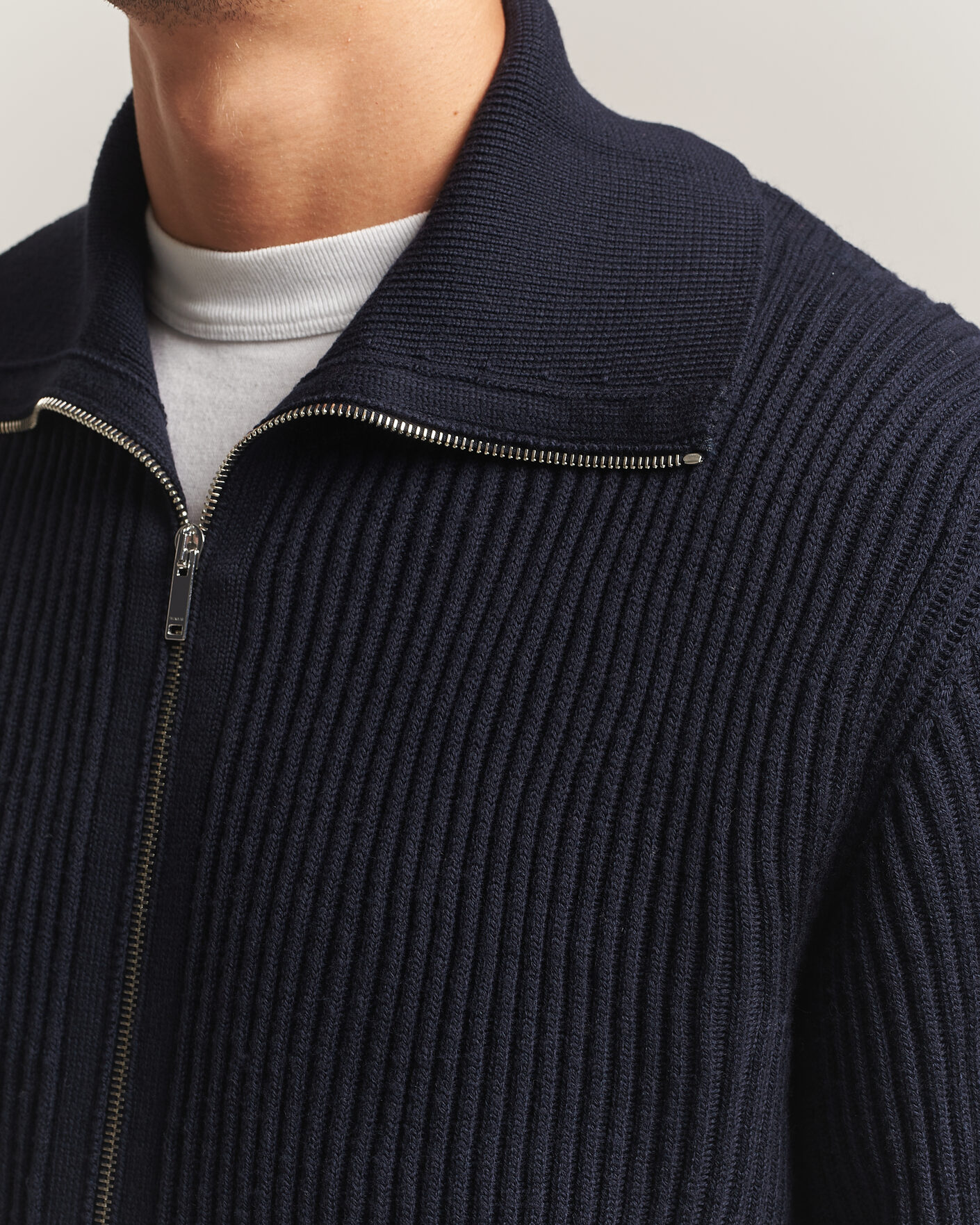Herre | Gensere | Zanone | Fishermans Rib Full Zip Cardigan Navy
