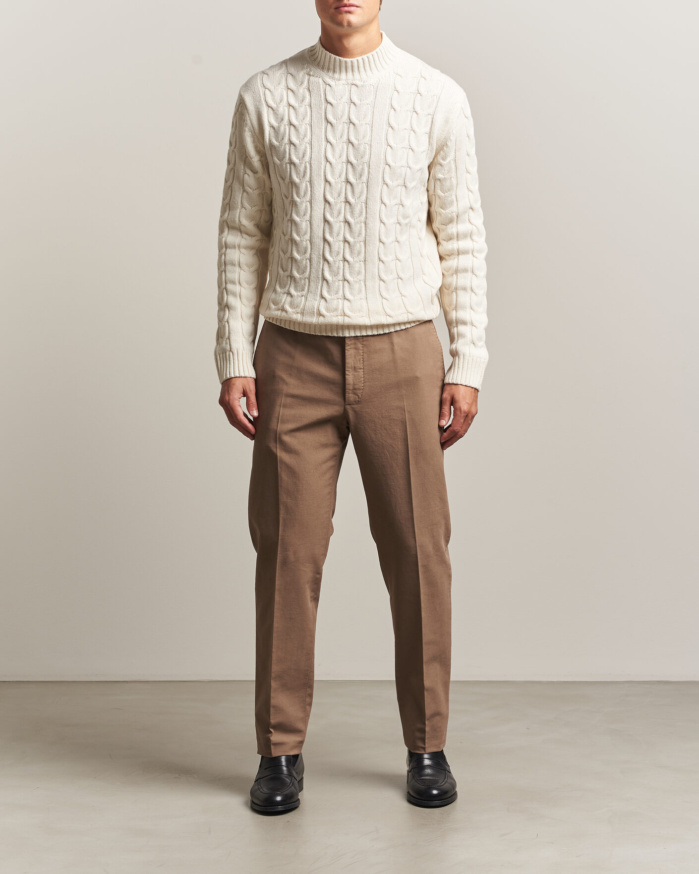 Herre | Gensere | Zanone | Double Cable Crew Neck Latte