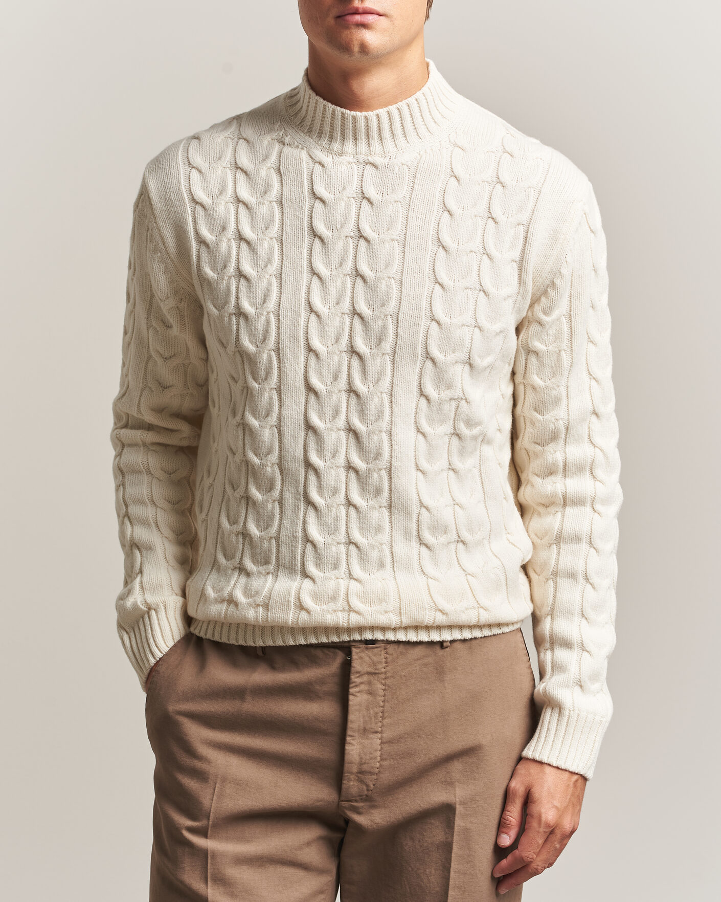 Herre | Gensere | Zanone | Double Cable Crew Neck Latte