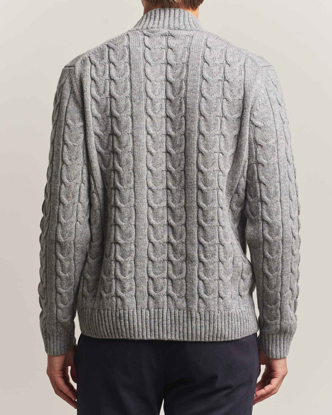 Herre | Gensere | Zanone | Double Cable Crew Neck Grey Melange