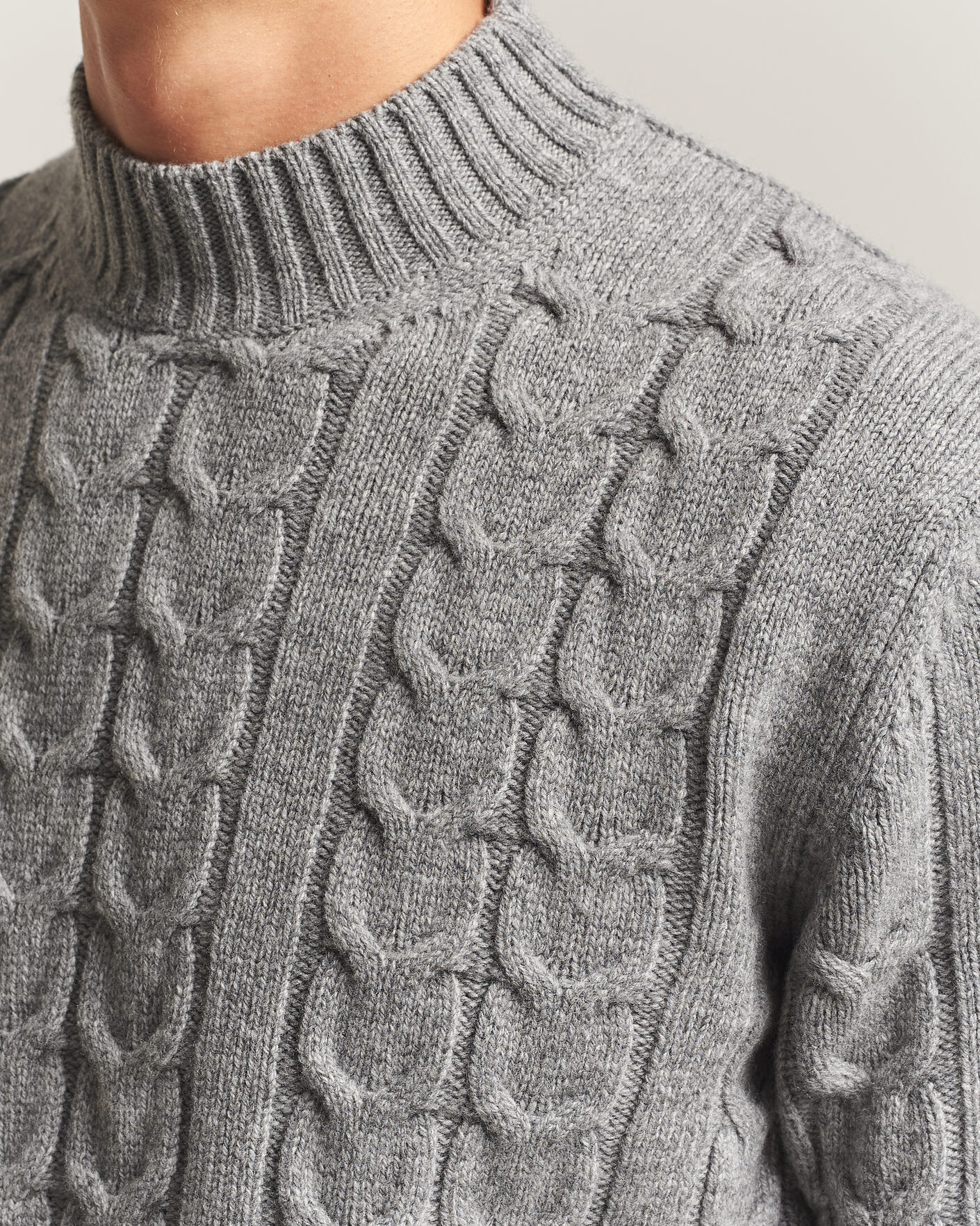Herre | Gensere | Zanone | Double Cable Crew Neck Grey Melange