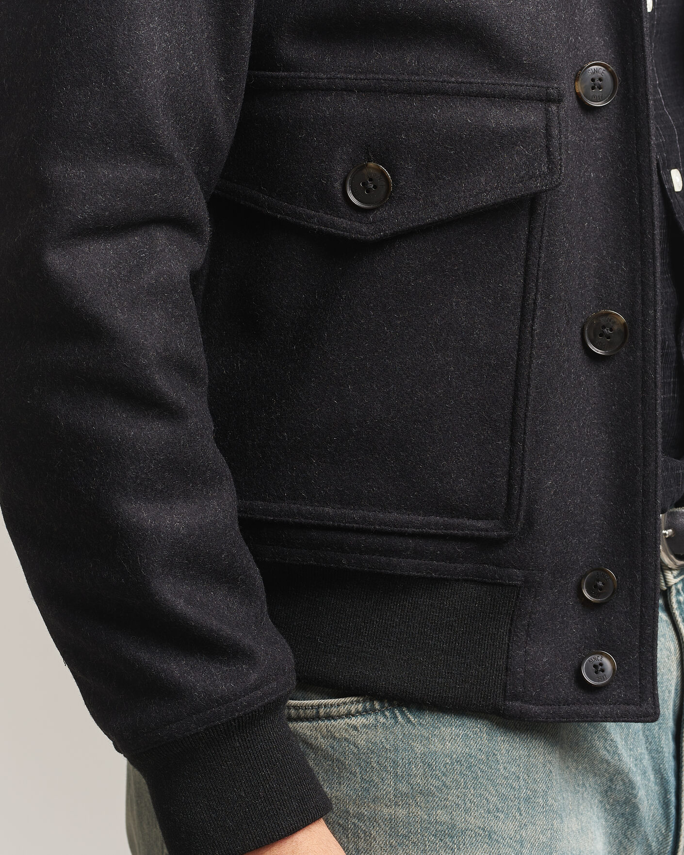 Herre | Jakker | Baracuta | Melton Wool Blouson Jacket Charcoal