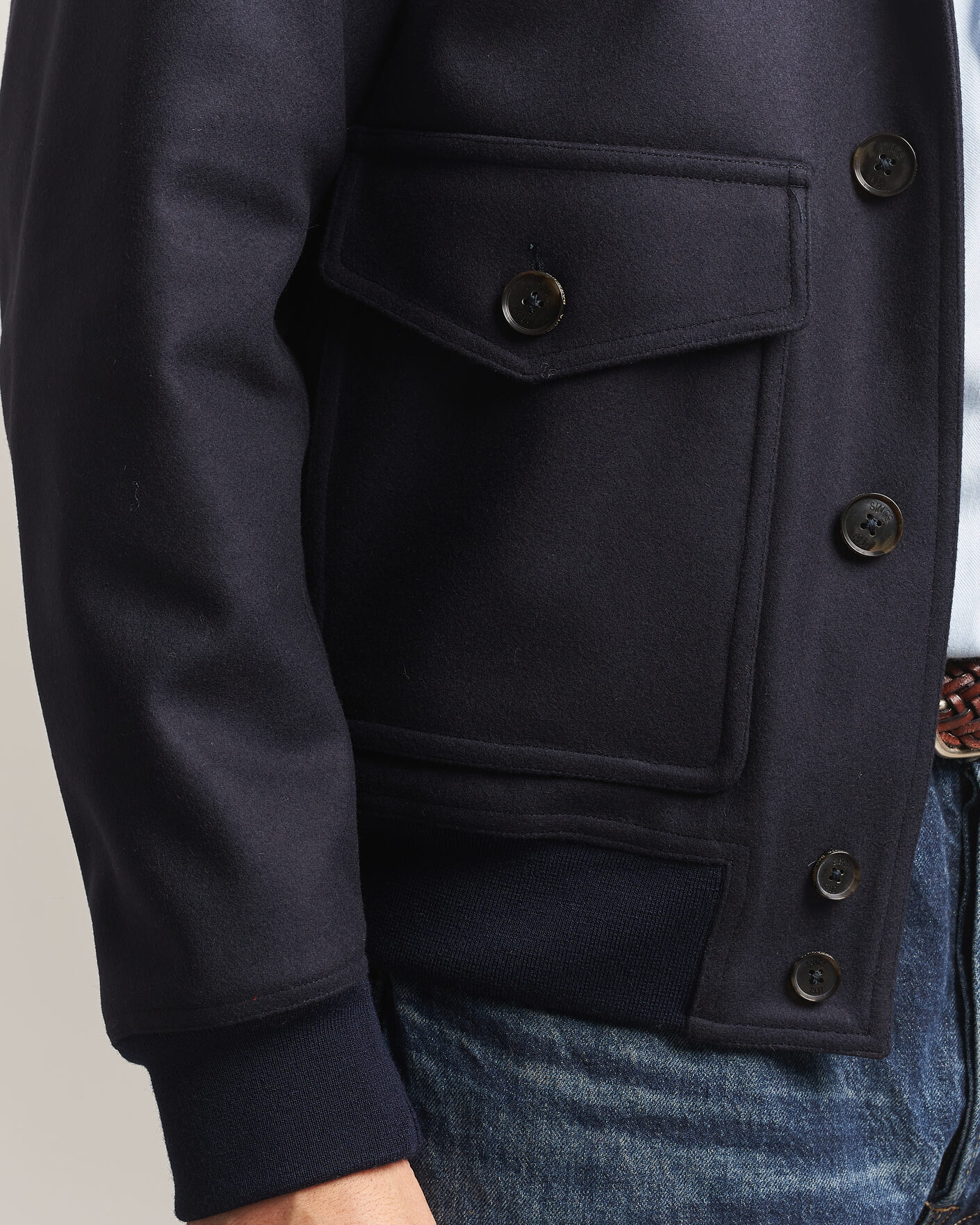 Herre | Jakker | Baracuta | Melton Wool Blouson Jacket Deep Blue
