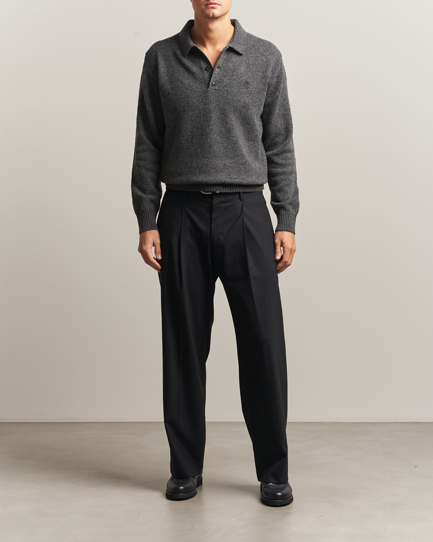 Herre | Gensere | Baracuta | Shetland Polo Mid Grey