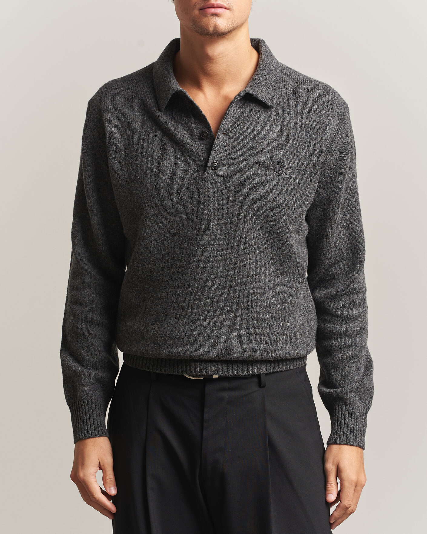 Herre | Gensere | Baracuta | Shetland Polo Mid Grey