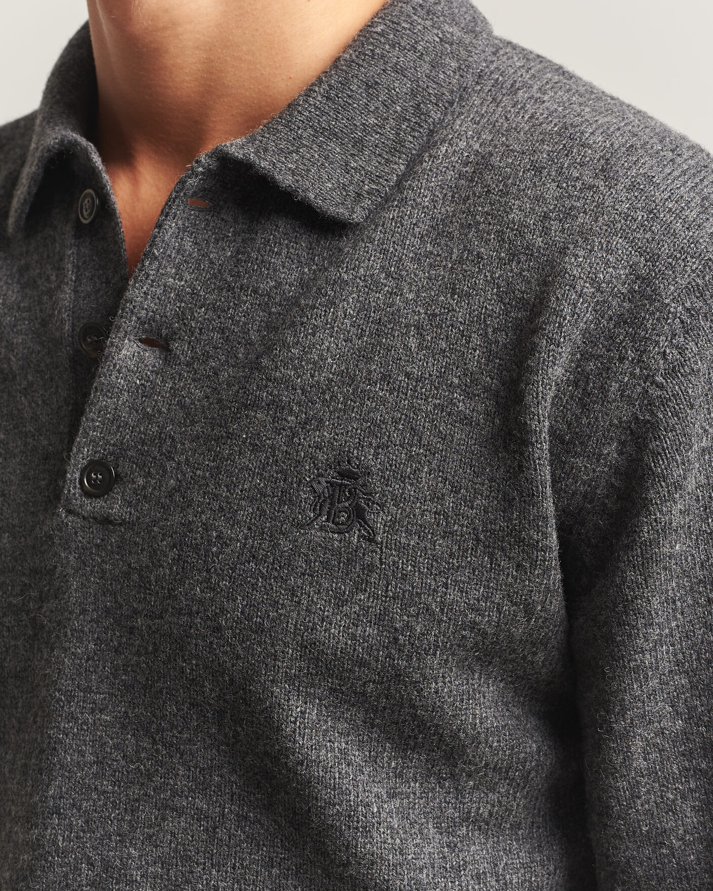 Herre | Gensere | Baracuta | Shetland Polo Mid Grey