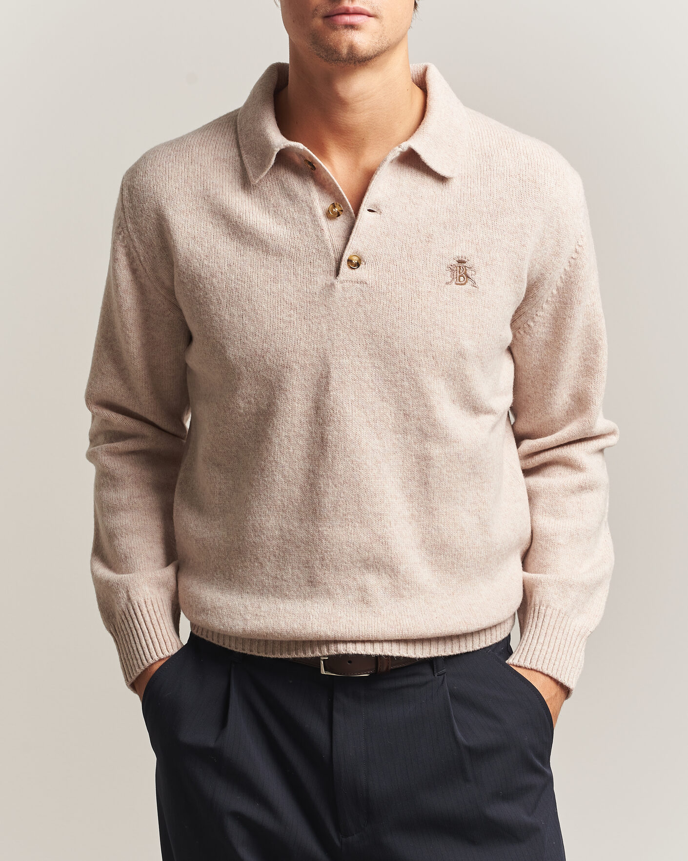 Herre | Gensere | Baracuta | Shetland Polo Antique White