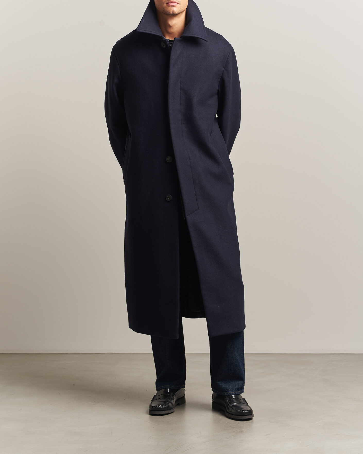 Herre | Jakker | Sunflower | Wool Blend Winter Coat Navy
