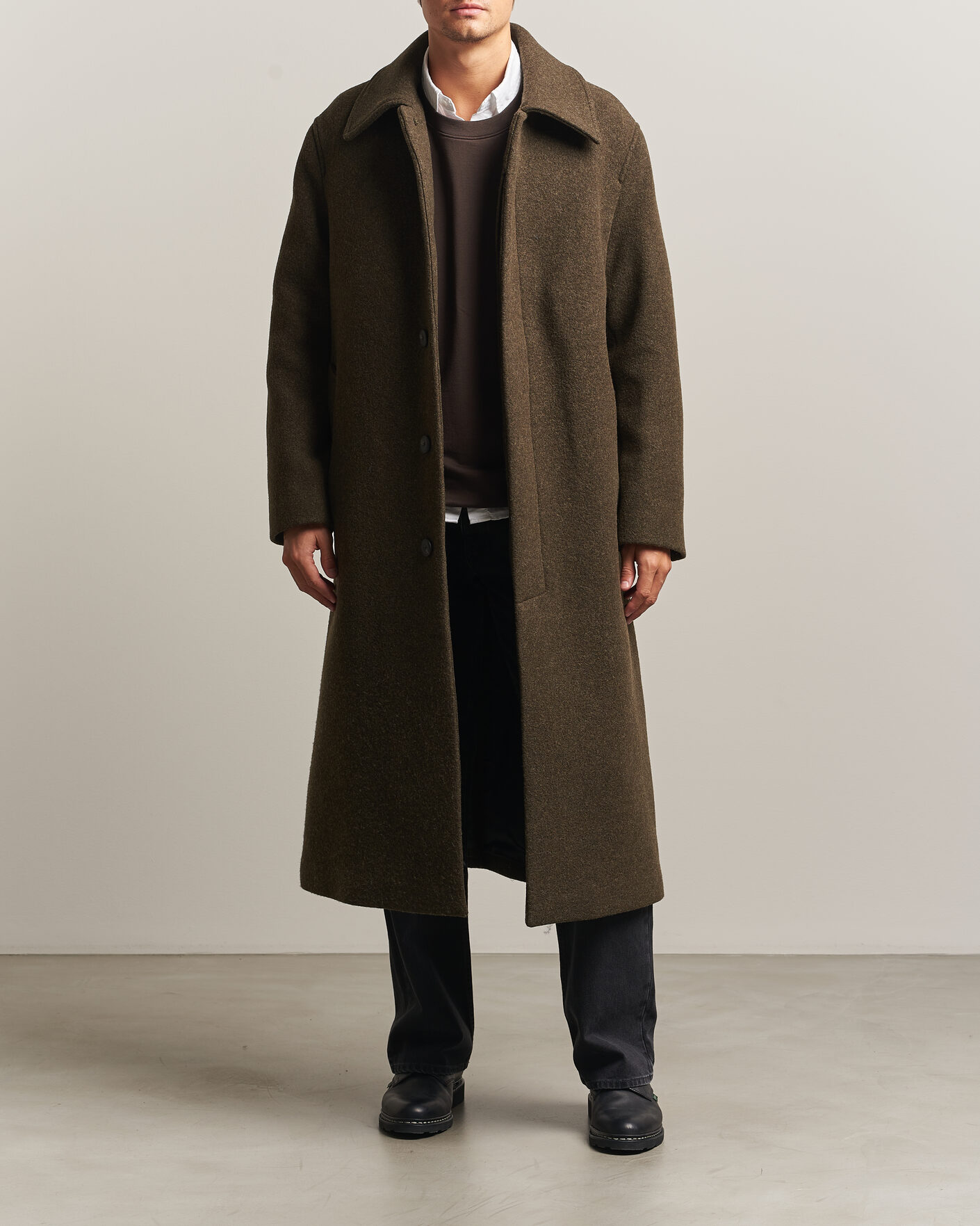 Herre | Jakker | Sunflower | Wool Blend Winter Coat Green Moss