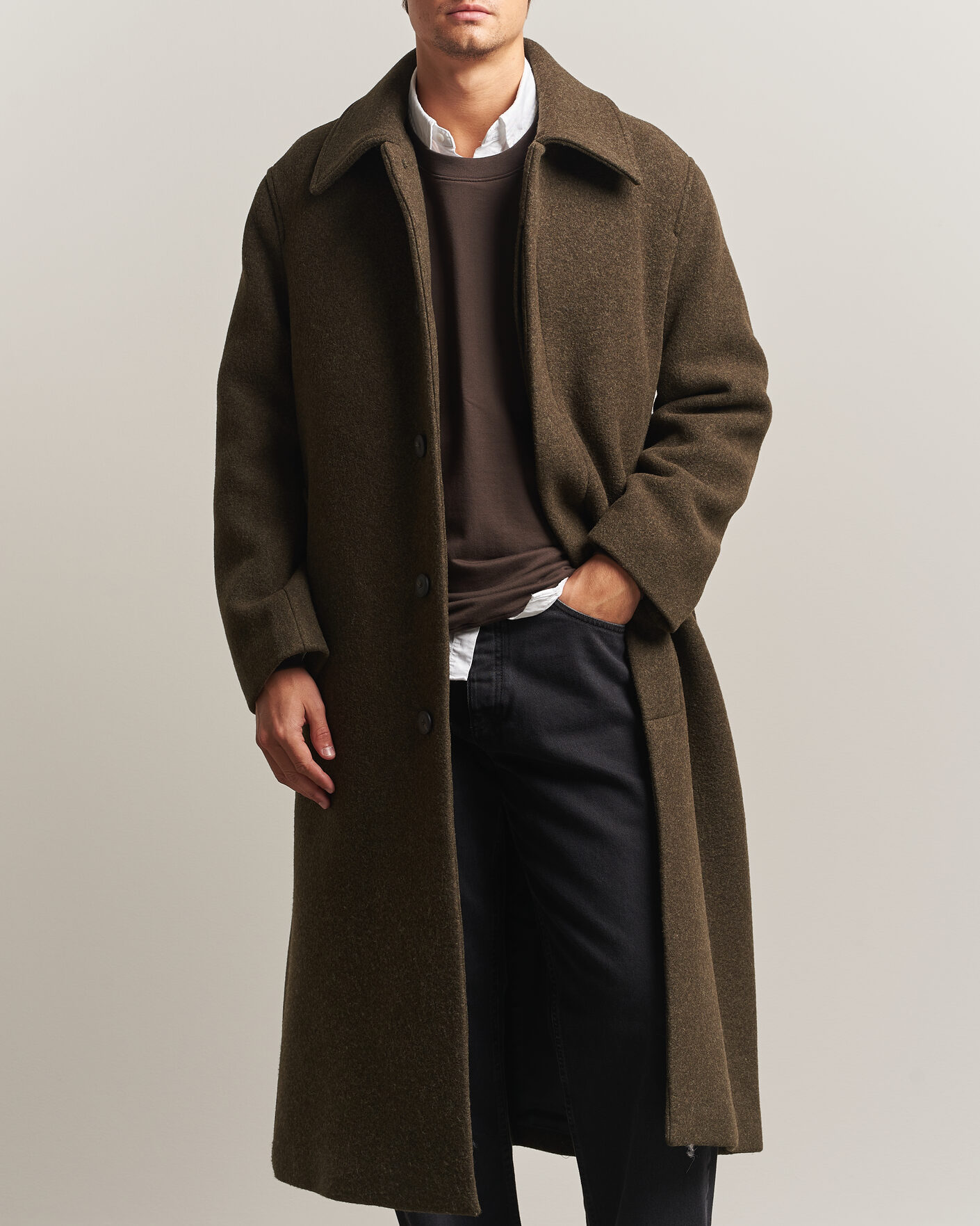 Herre | Jakker | Sunflower | Wool Blend Winter Coat Green Moss