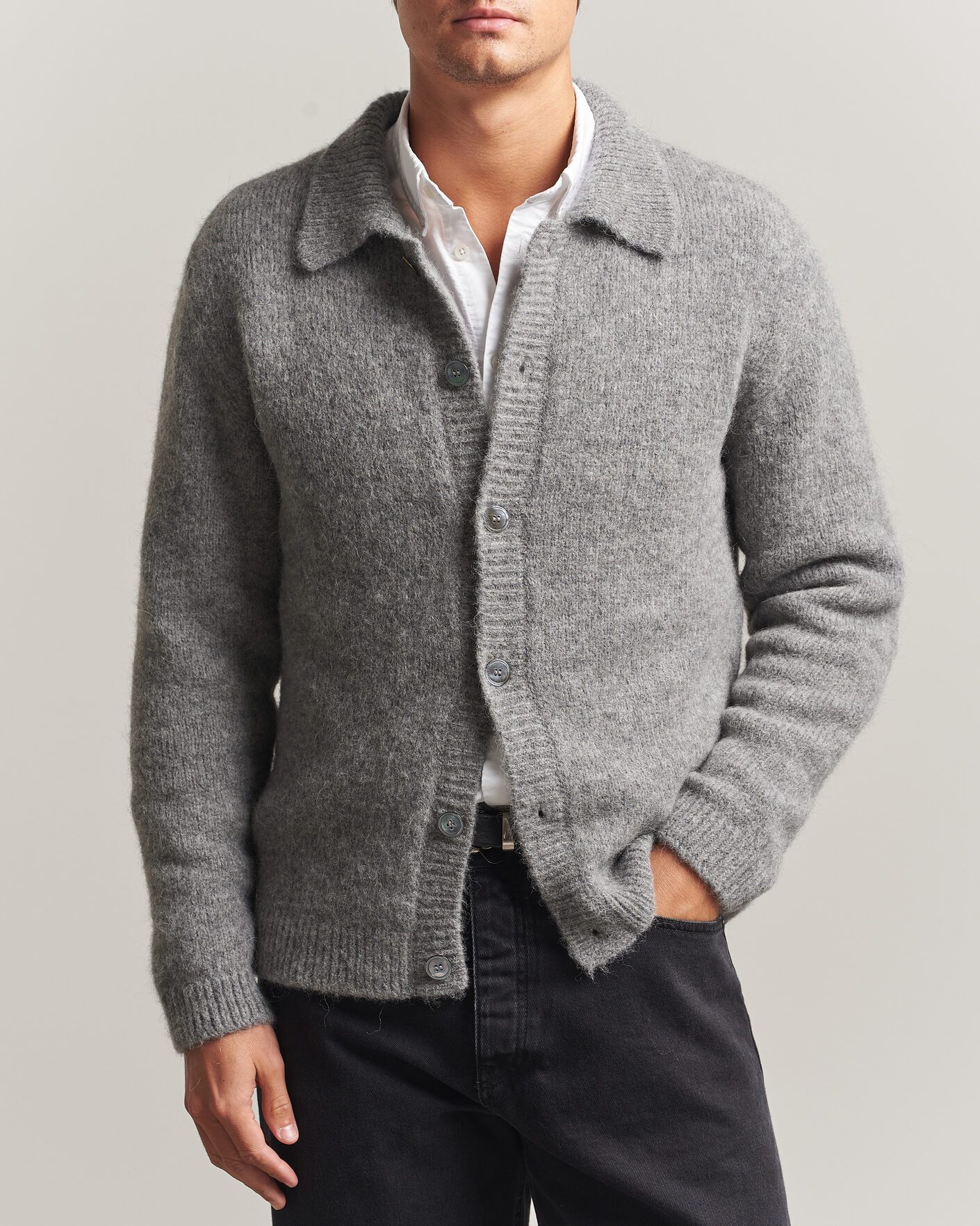 Herre | Gensere | Sunflower | Alpacka Cardigan Grey Melange