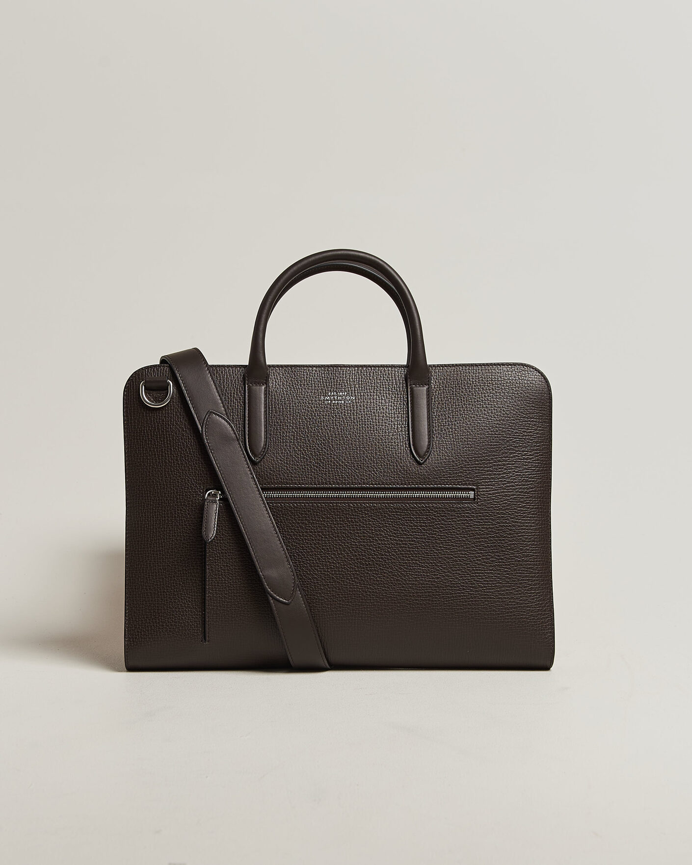 Herre | Vesker | Smythson | Ludlow Ultra Slim Briefcase With Zip Front Dark Brown