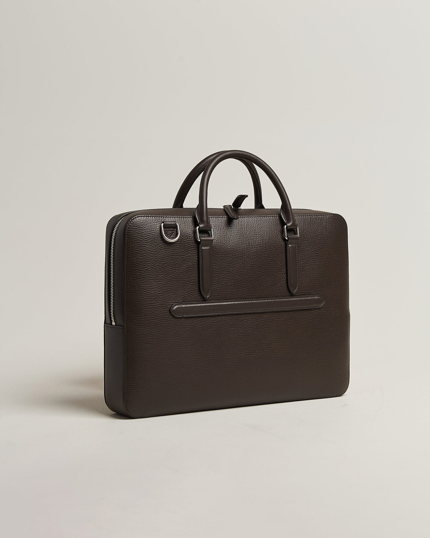 Herre | Vesker | Smythson | Ludlow Slim Briefcase With Zip Front Dark Brown