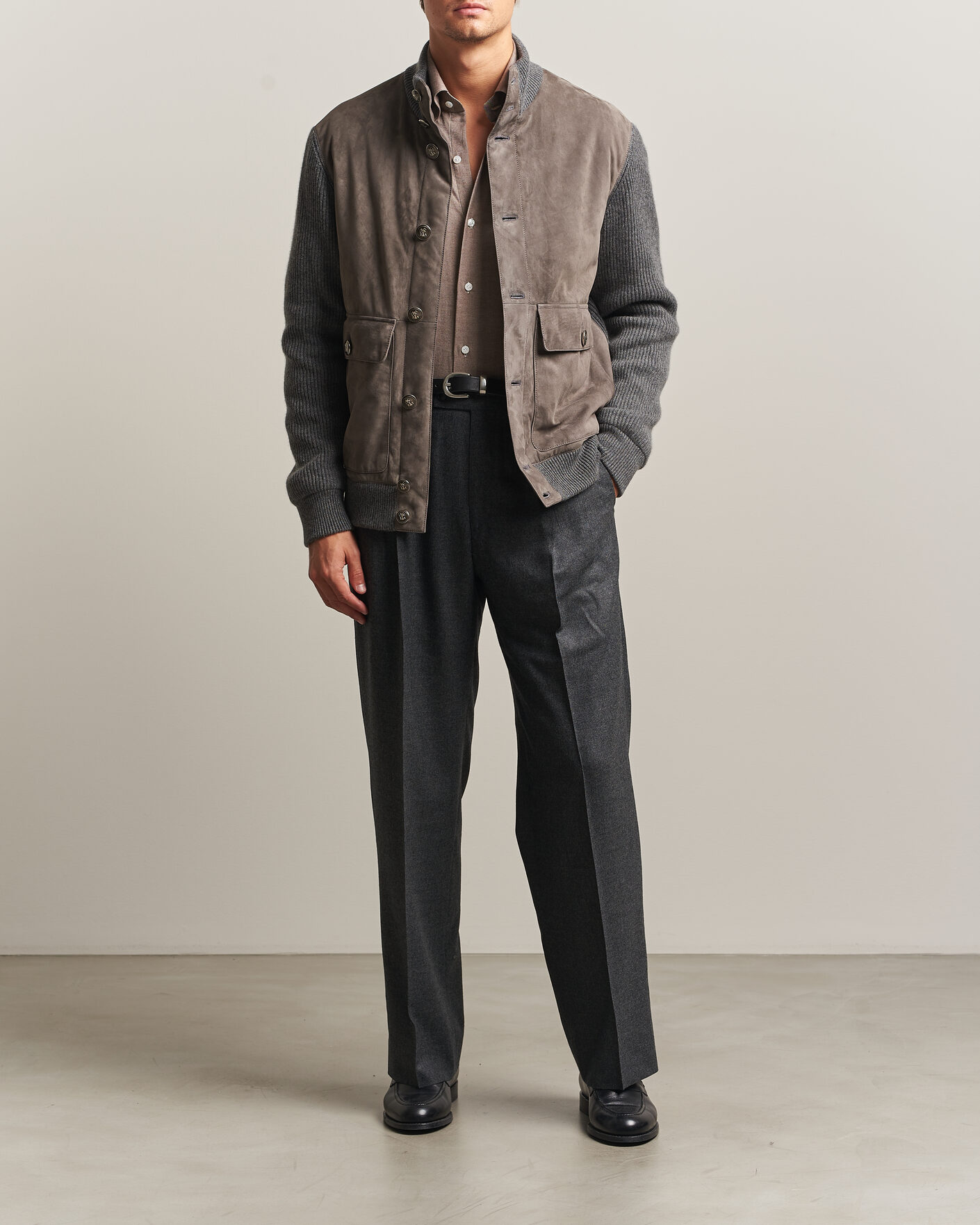 Herre | Jakker | Brunello Cucinelli | Cashmere/Suede Down Jacket Grey Melange