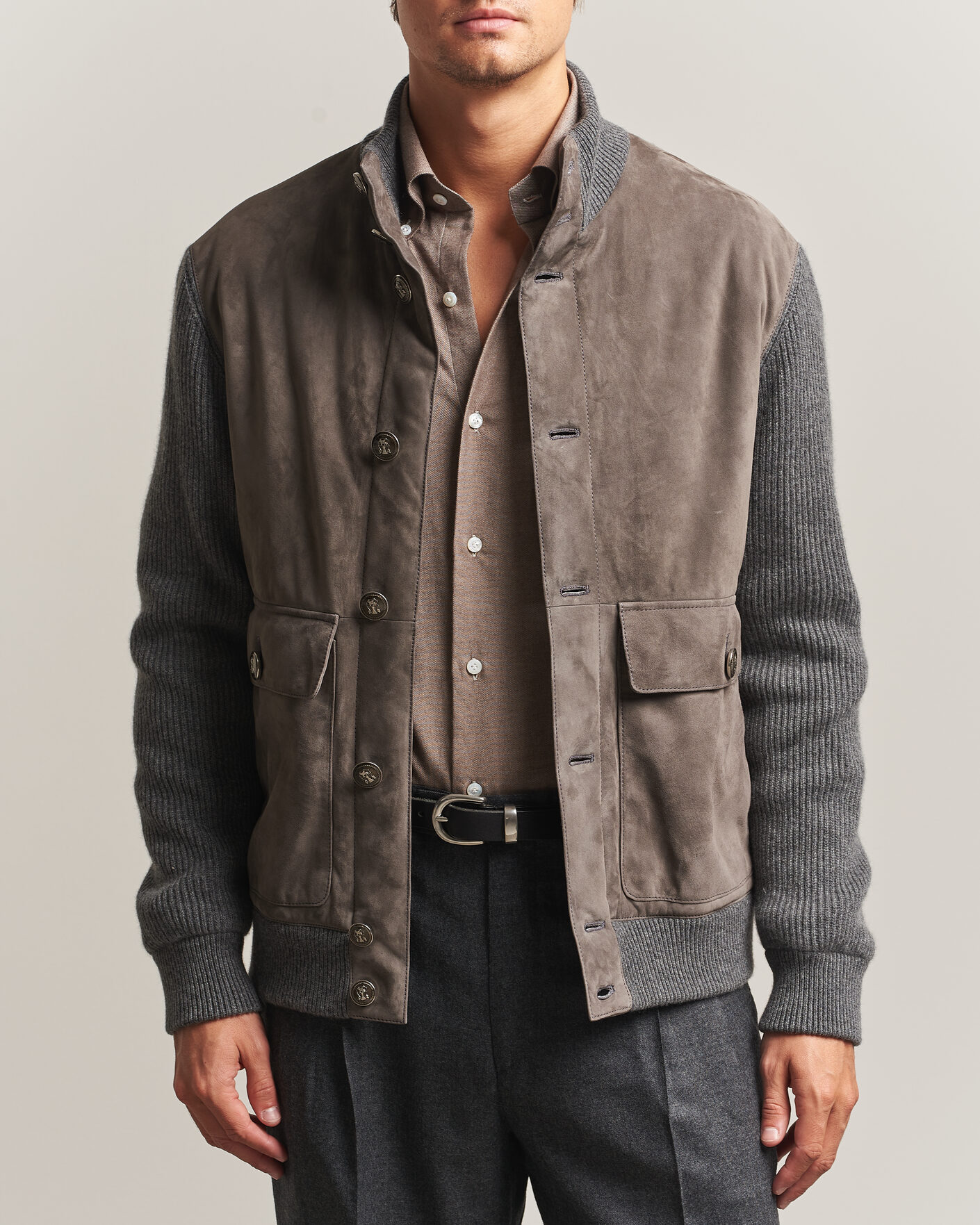 Herre | Jakker | Brunello Cucinelli | Cashmere/Suede Down Jacket Grey Melange