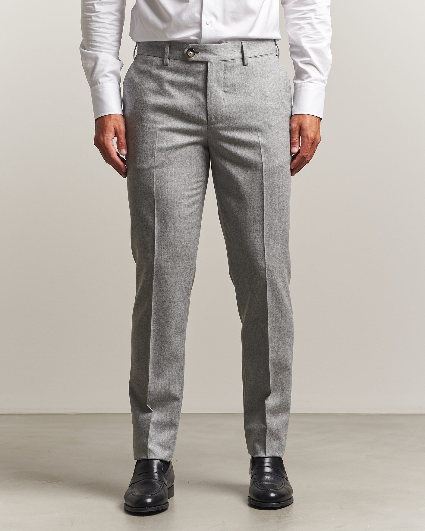 Herre | Bukser | Brunello Cucinelli | Slim Fit Flannel Trousers Light Grey