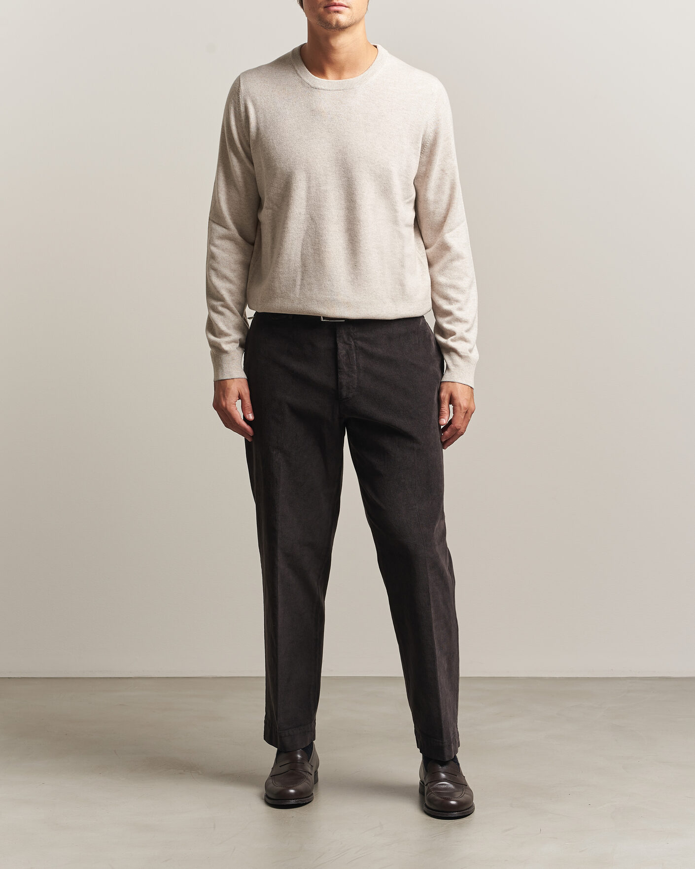 Herre | Gensere | Brunello Cucinelli | 2 Ply Cashmere Pullover Oyster