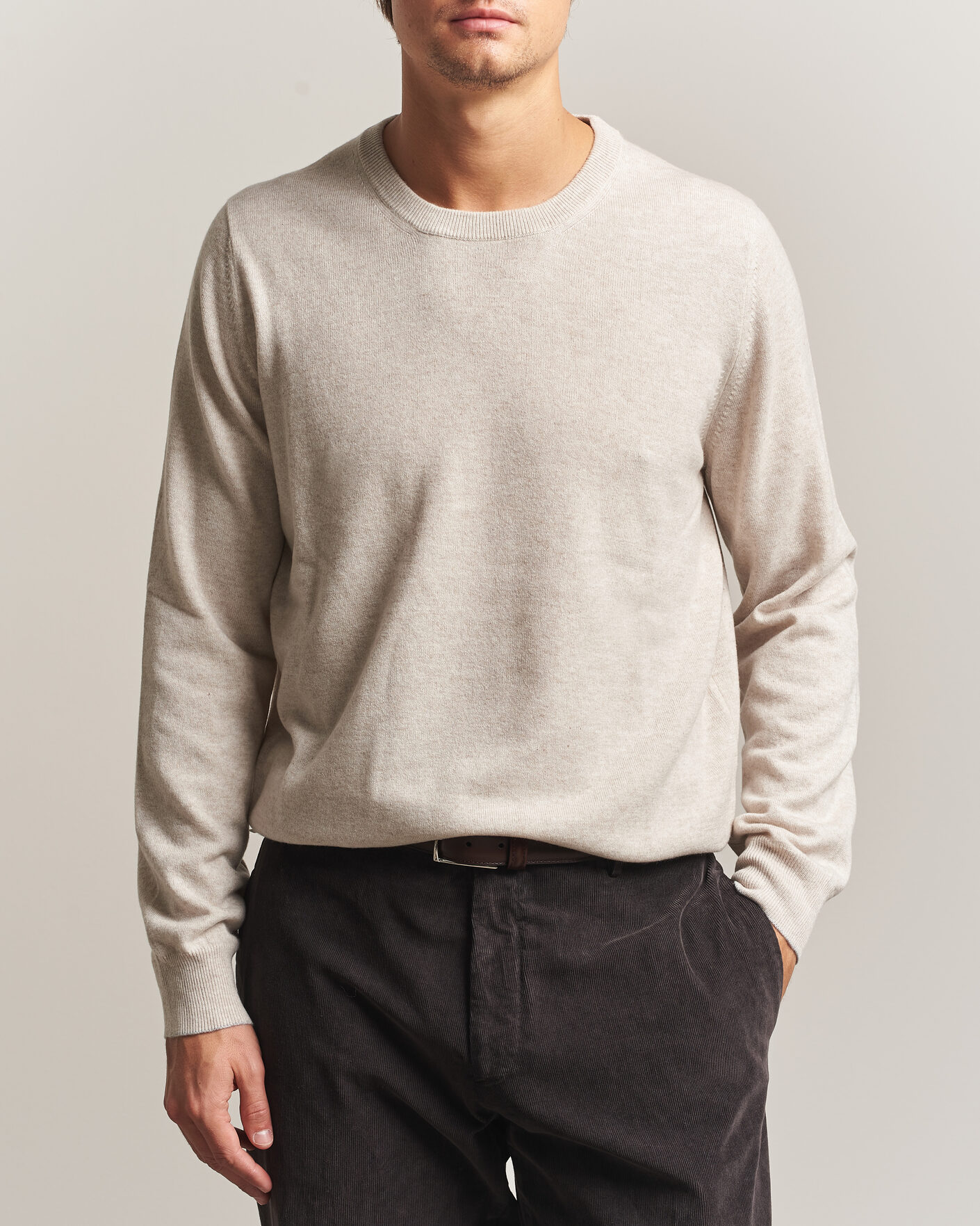 Herre | Gensere | Brunello Cucinelli | 2 Ply Cashmere Pullover Oyster