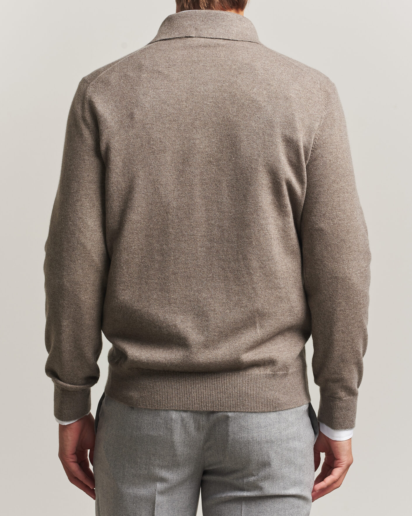 Herre | Gensere | Brunello Cucinelli | 2 Ply Cashmere Long Sleeve Polo Brown