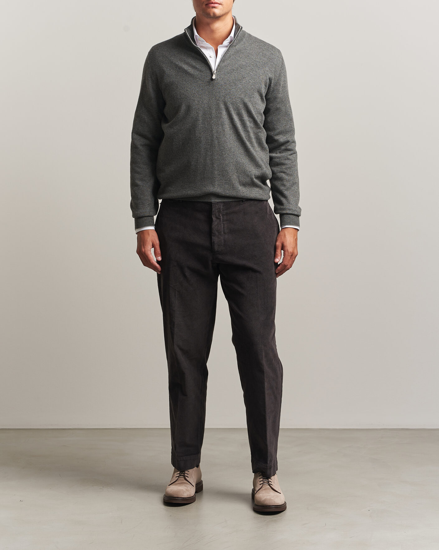 Herre | Gensere | Brunello Cucinelli | 2 Ply Cashmere Half Zip Forest Green