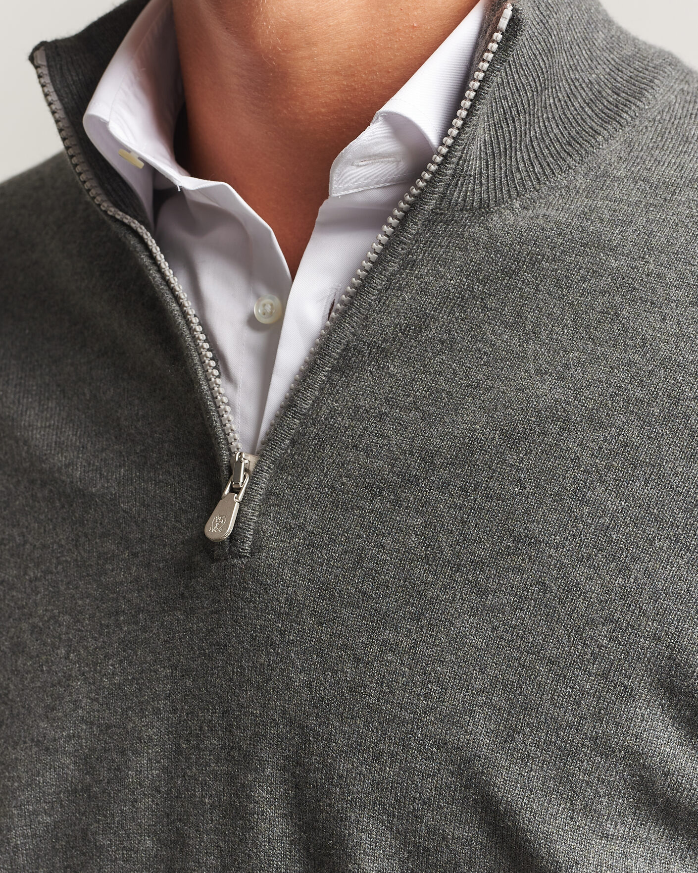 Herre | Gensere | Brunello Cucinelli | 2 Ply Cashmere Half Zip Forest Green
